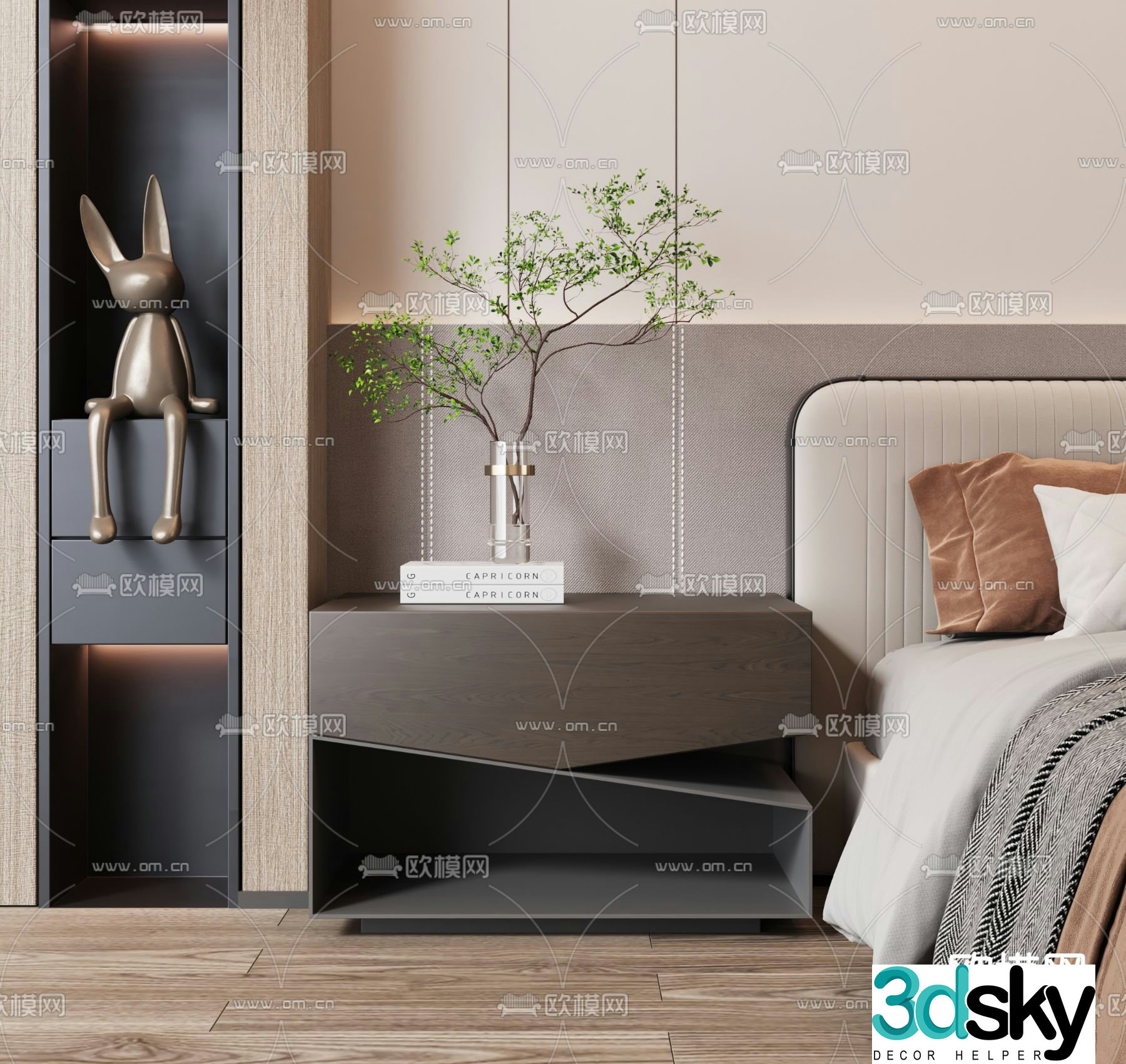 Modern bedside table 3d model