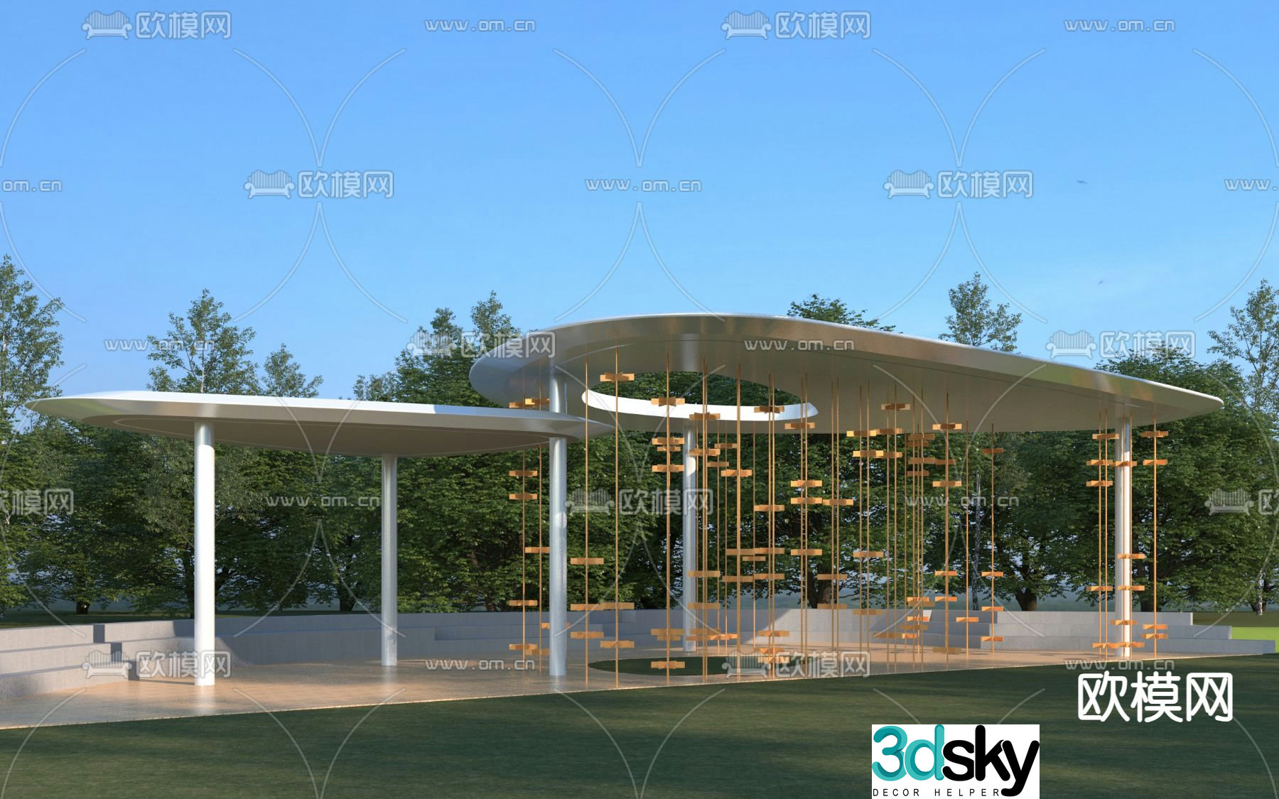 Modern special-shaped gallery frame leisure gallery 3D model
