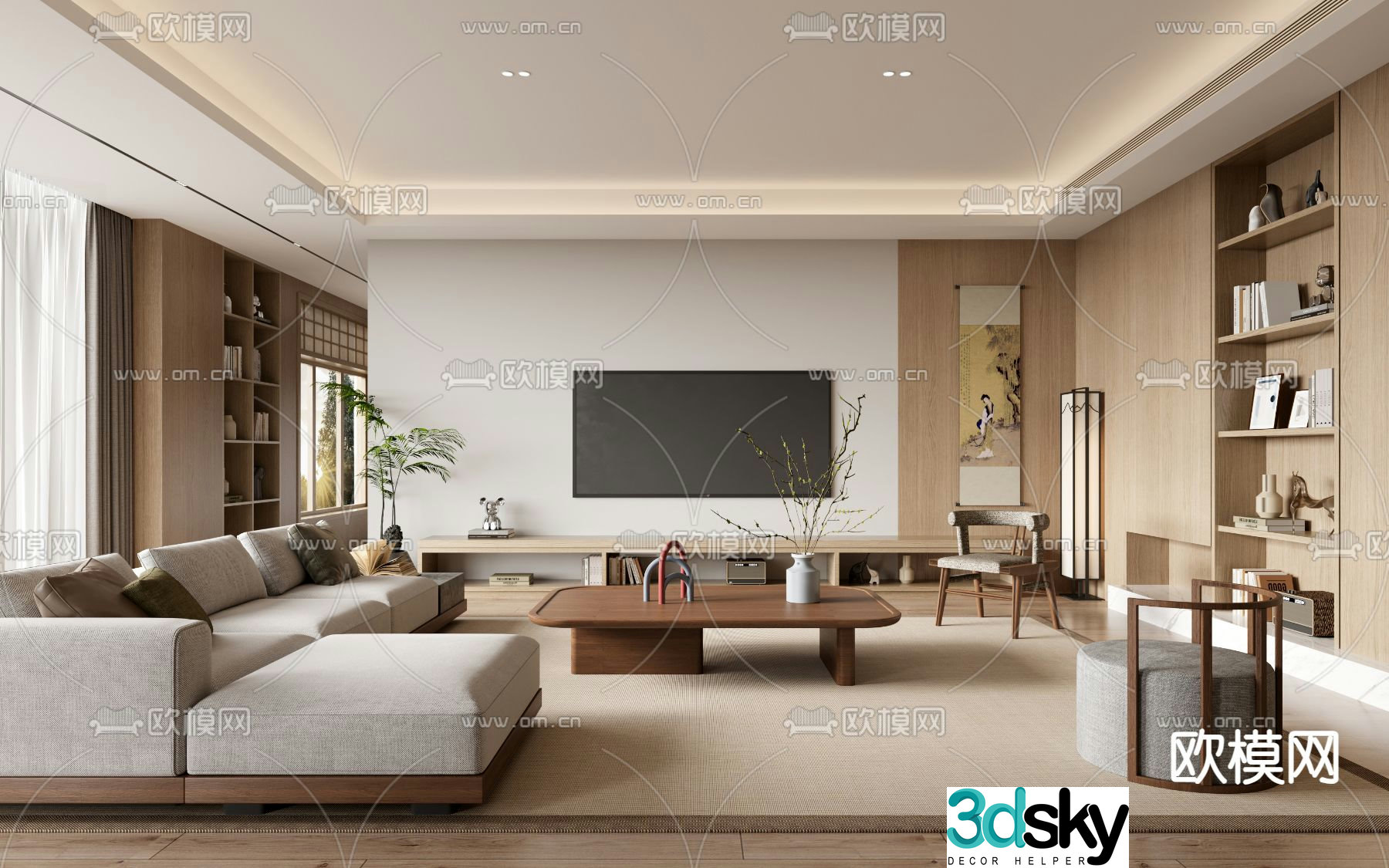 New Chinese living room Song’s aesthetic 3D model