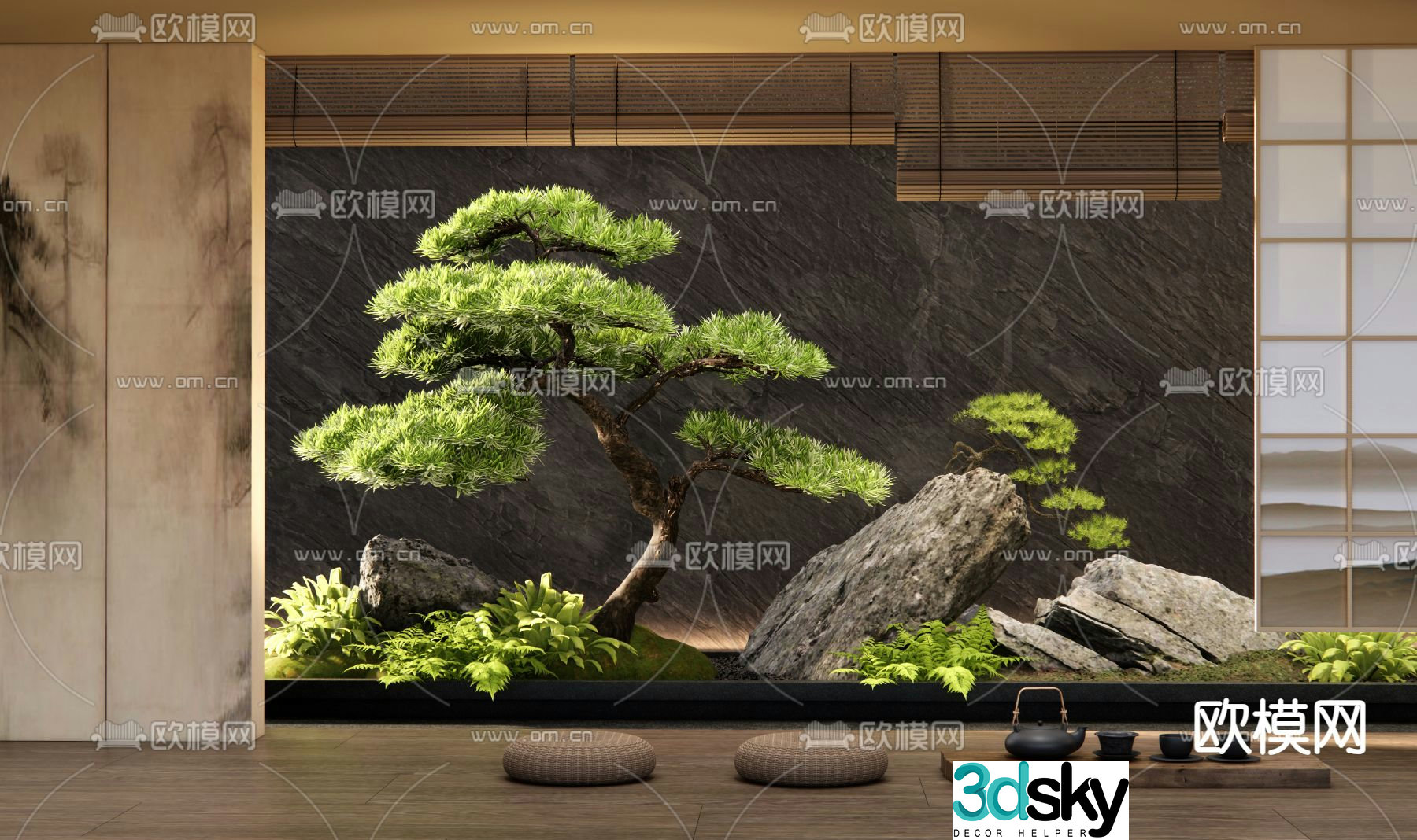 New Chinese style interior landscape 3D model