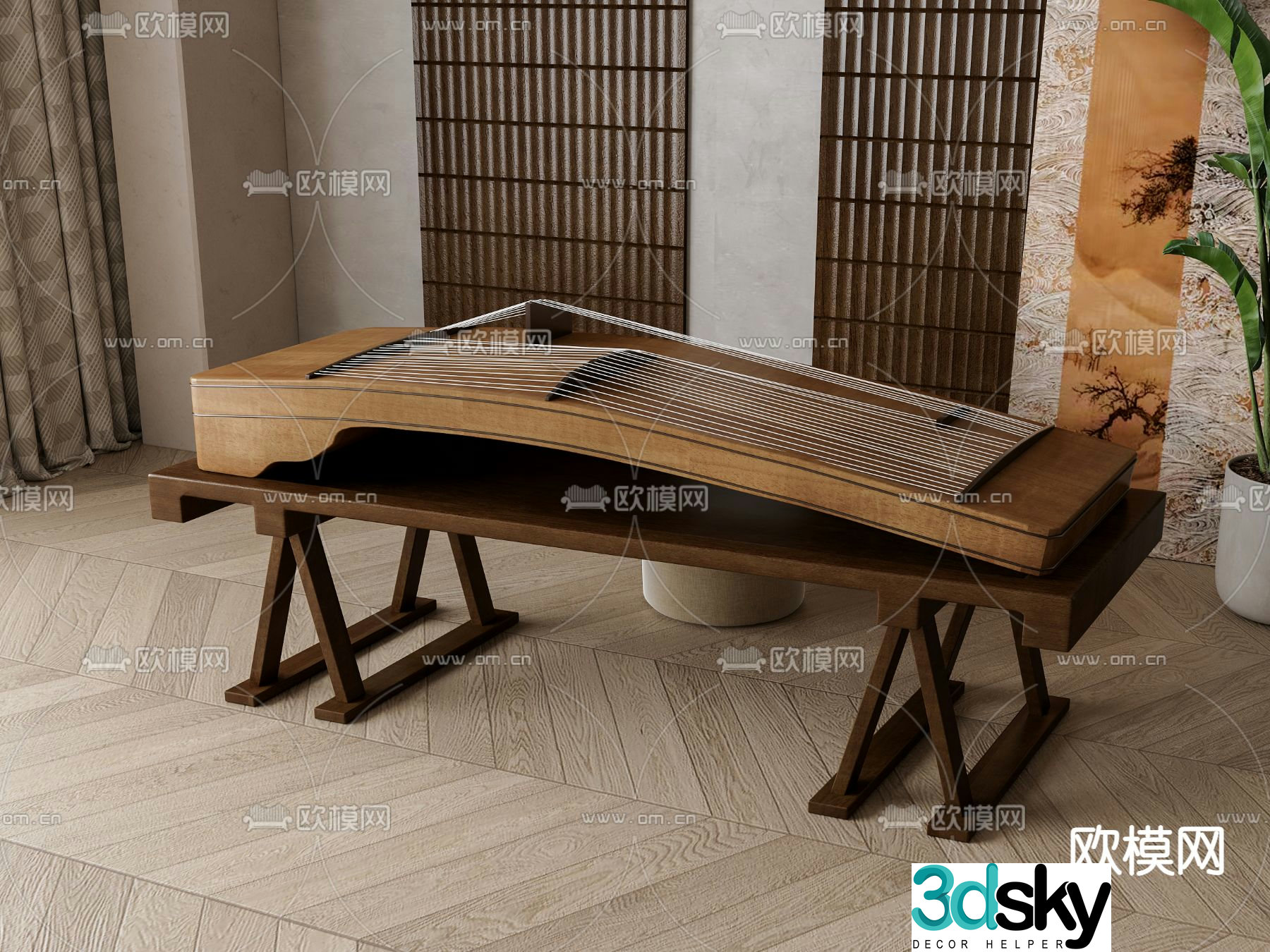 New Chinese guzheng 3d model