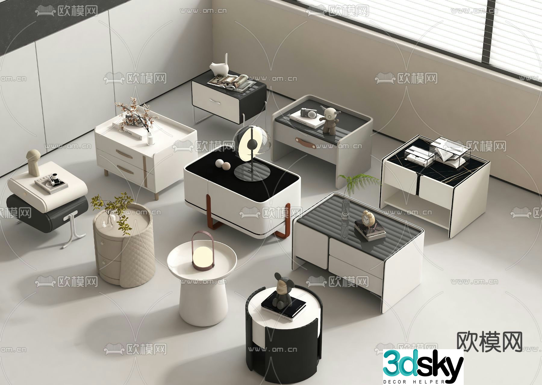 Modern bedside table 3d model