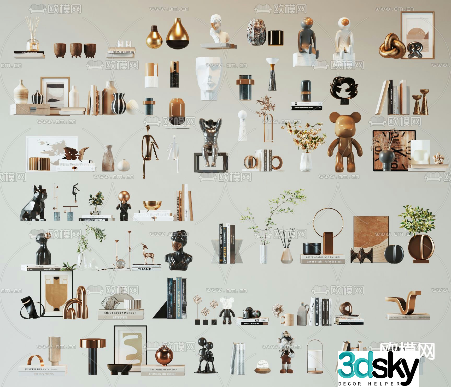 Modern ornaments Ornaments Books Sculpture 3d model
