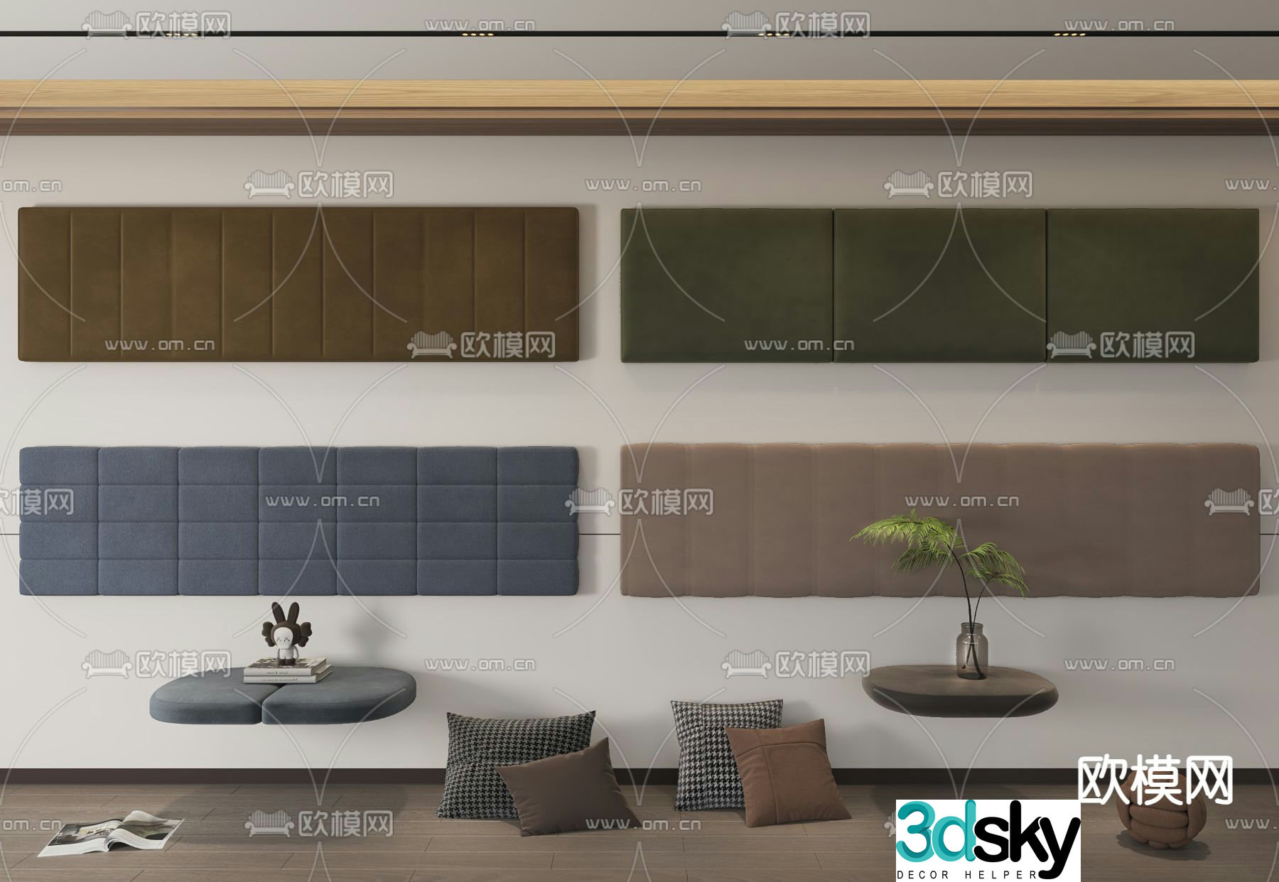 Modern seat cushion bay window cushion 3d model