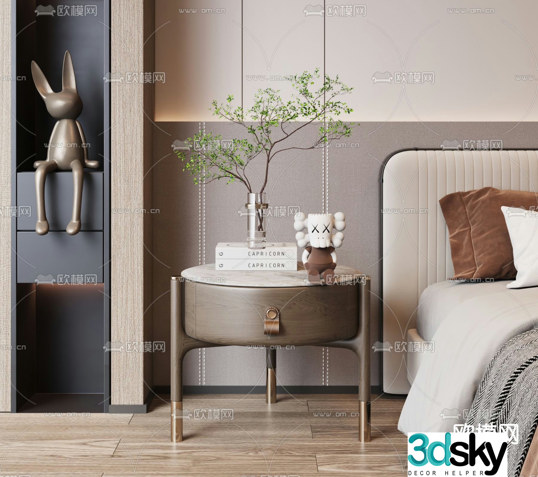 Modern bedside table 3d model