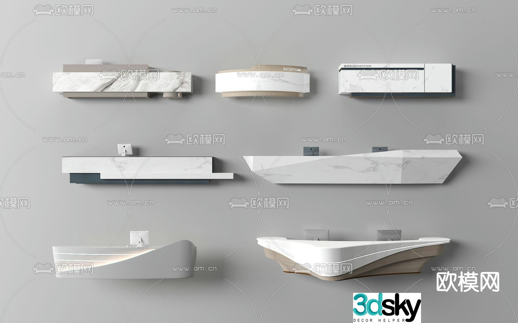 Front desk reception desk service desk 3d model