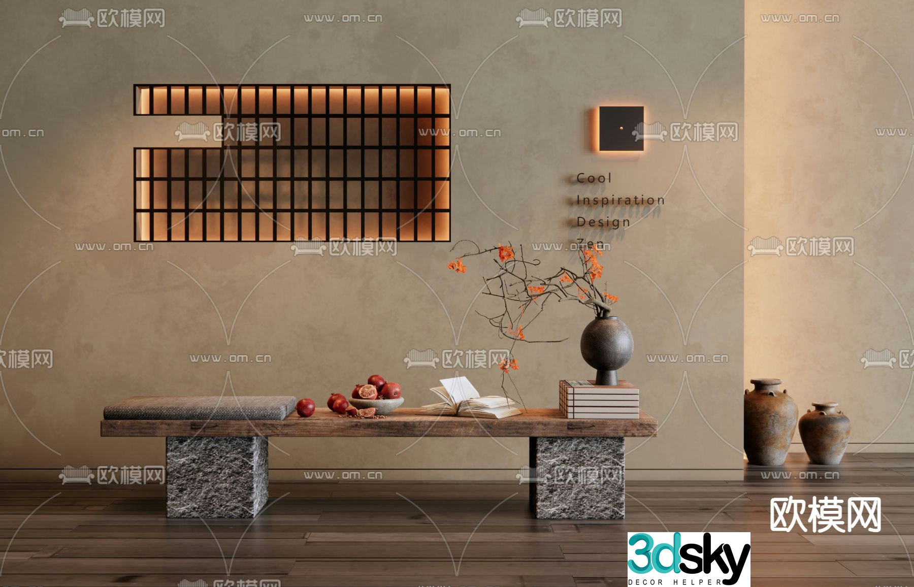 Wabi-sabi wind bench 3d model