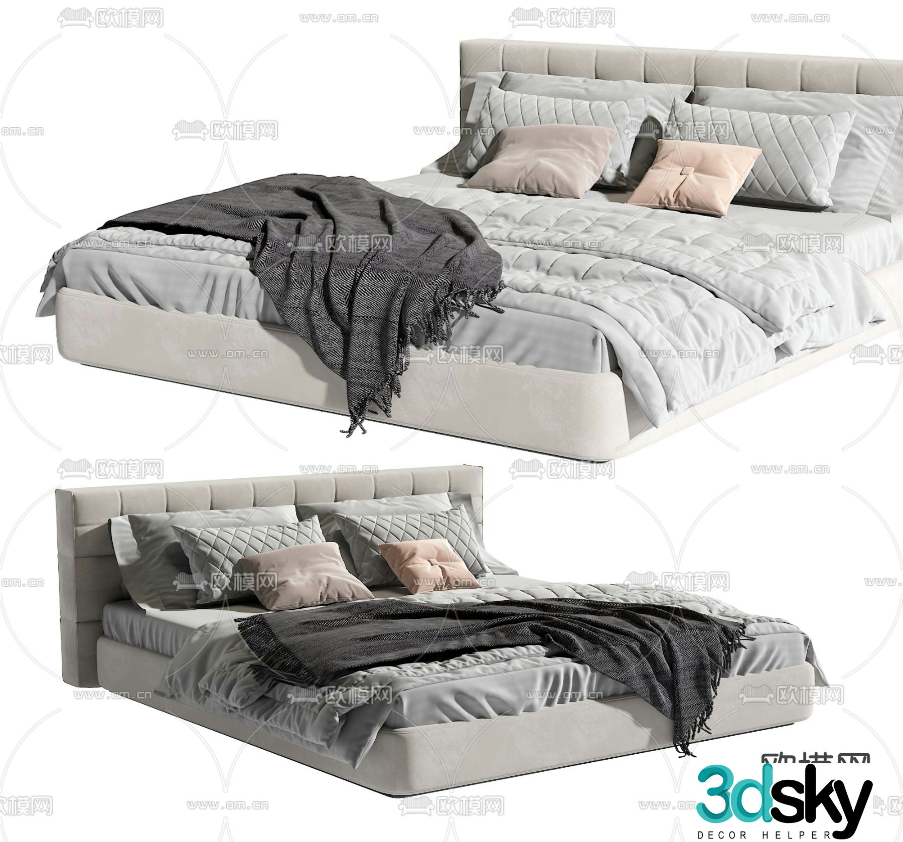 Modern double bed 3d model