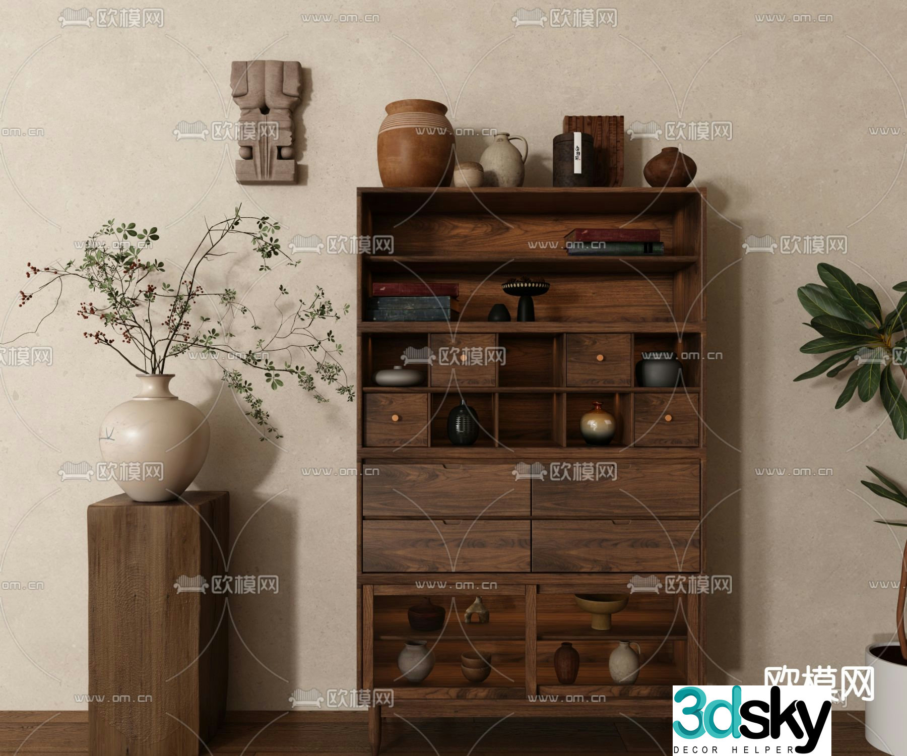 Wabi-sabi cabinet sideboard 3d model