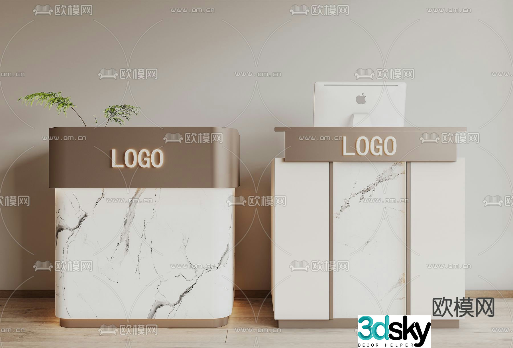 Modern front desk reception desk 3d model