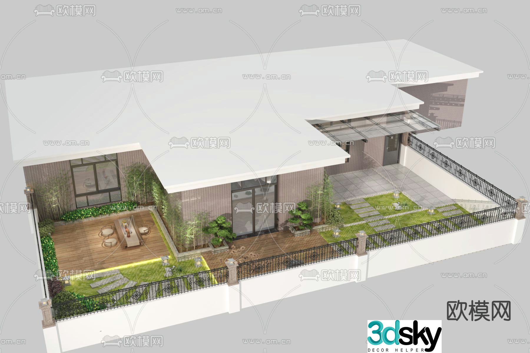 Villa courtyard garden 3d model