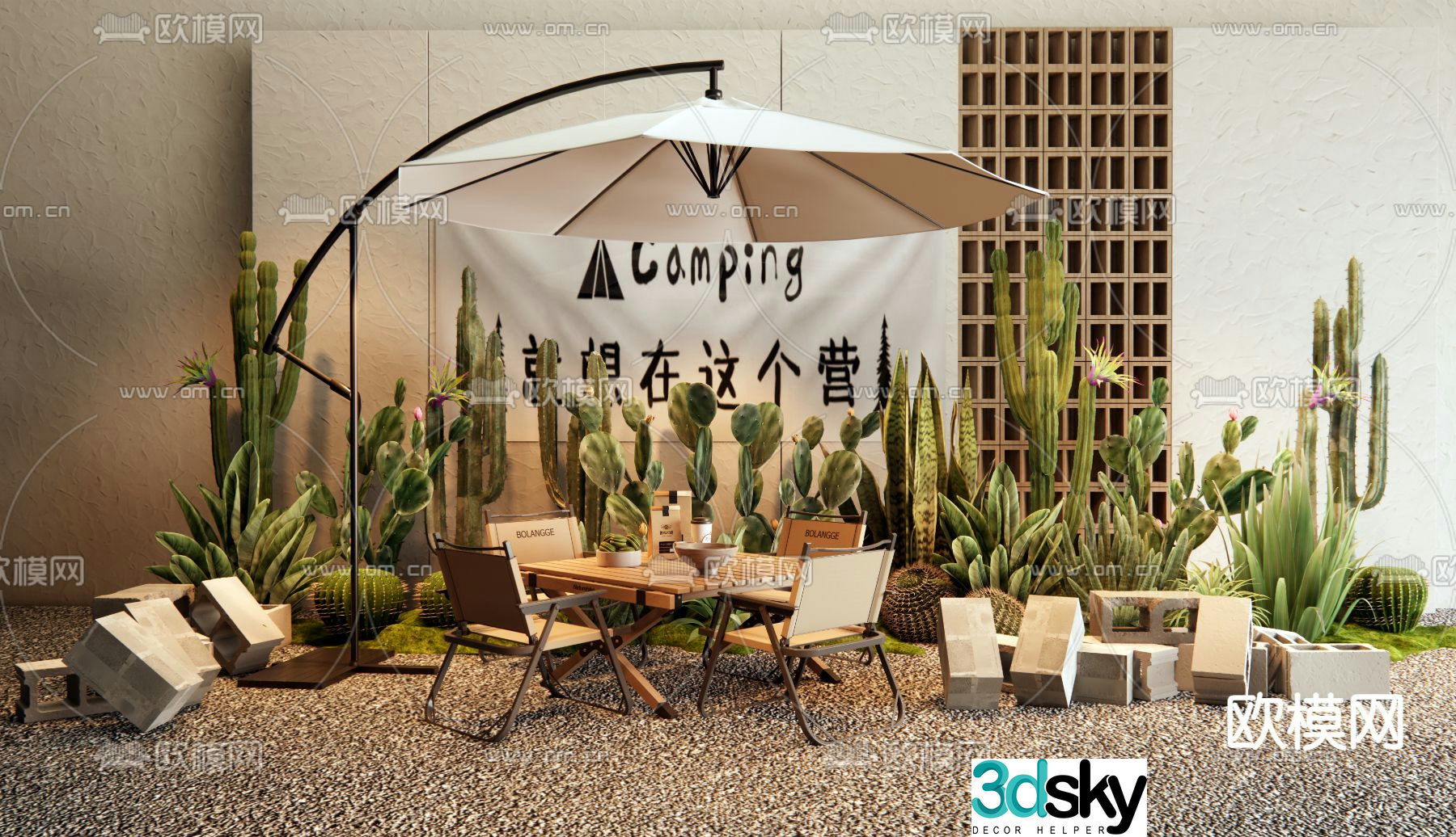 Commercial Exterior Camping Landscape Sketch 3D Model
