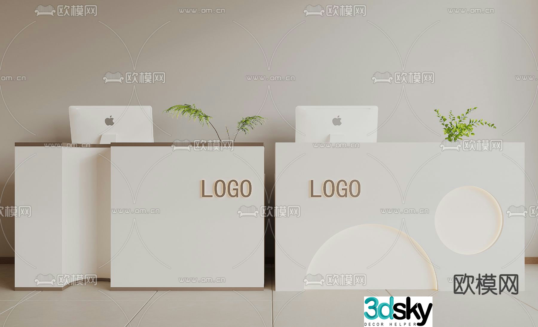 Modern front desk reception desk 3d model