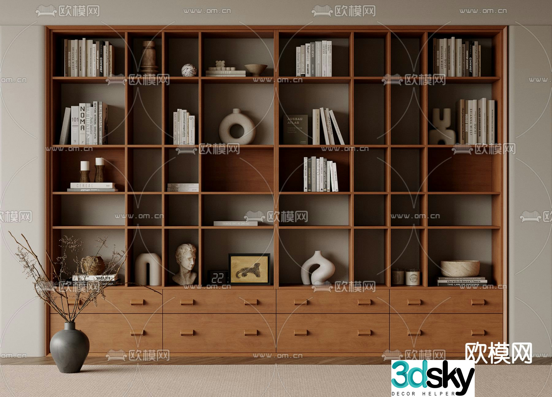 Medieval style bookcase bookshelf 3d model