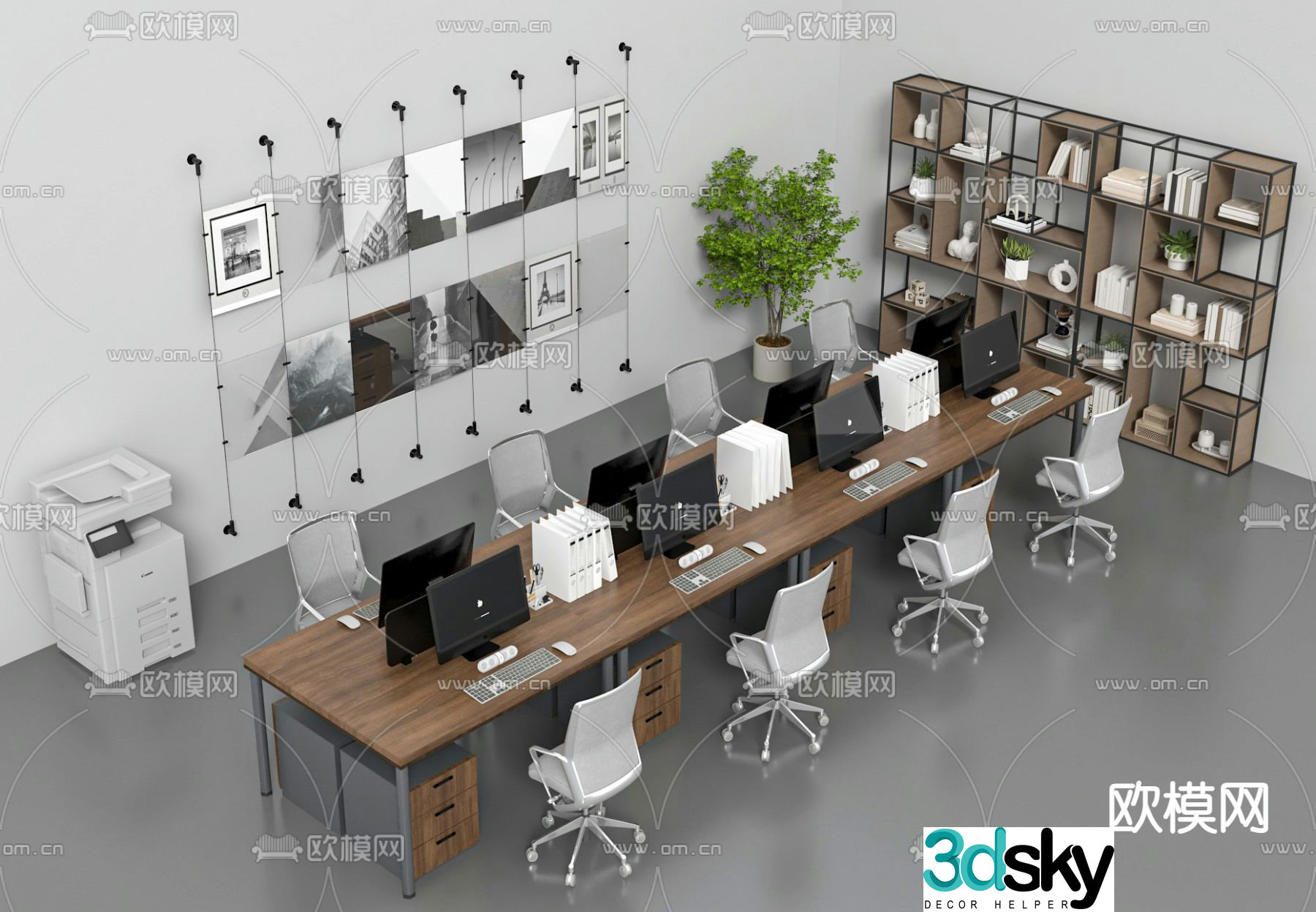 Card space desk work station file cabinet 3d model