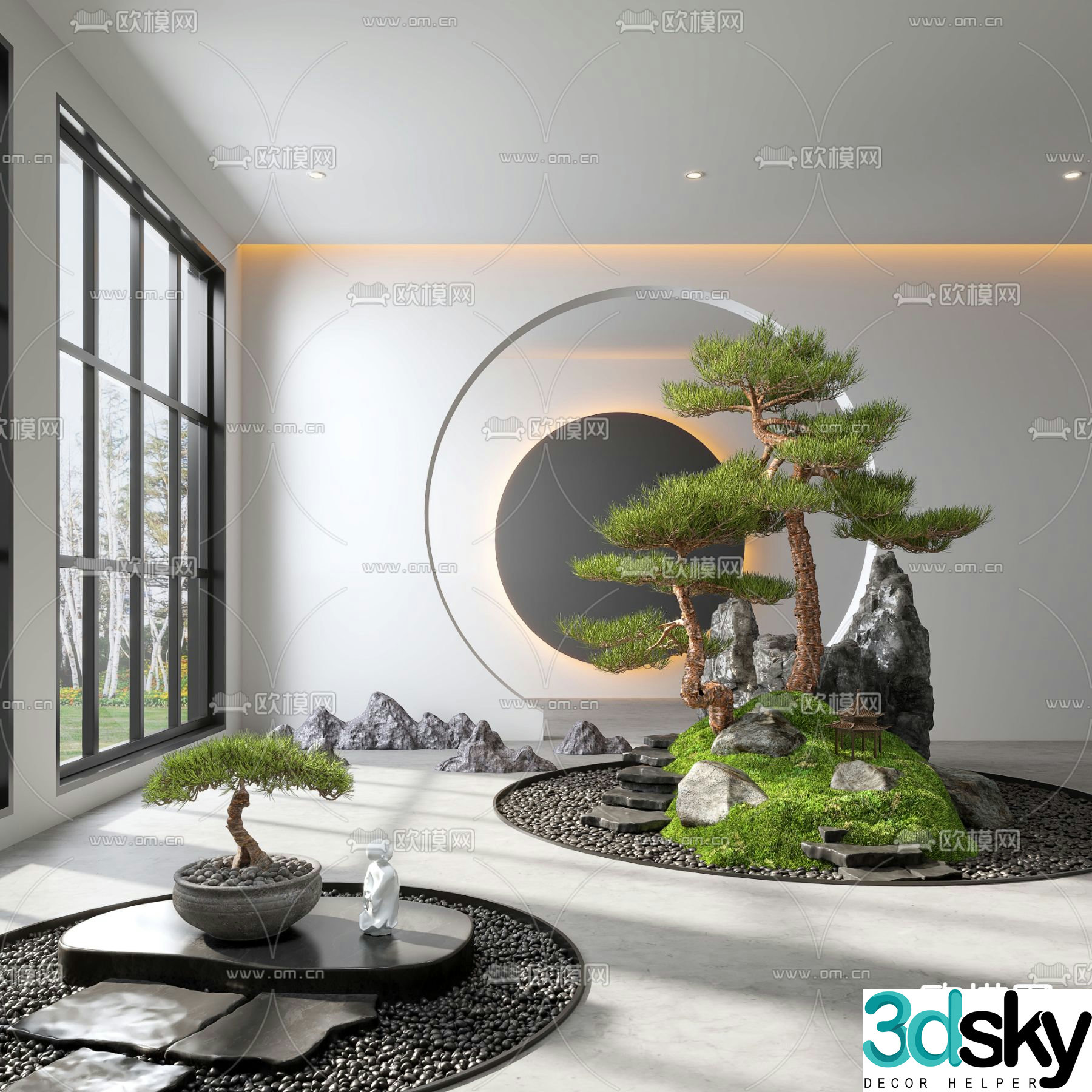 New Chinese style interior landscape 3D model