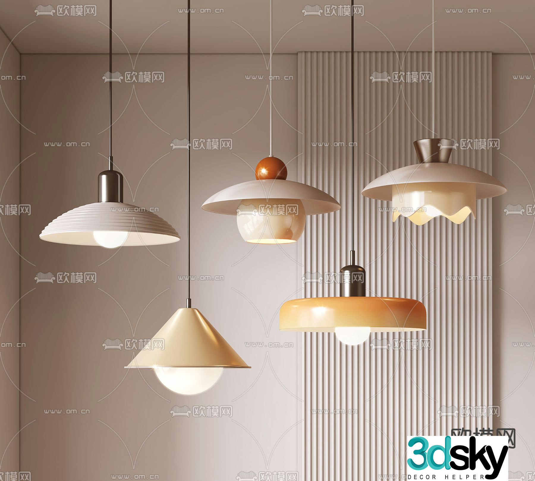 Nordic chandelier simple small chandelier 3d model