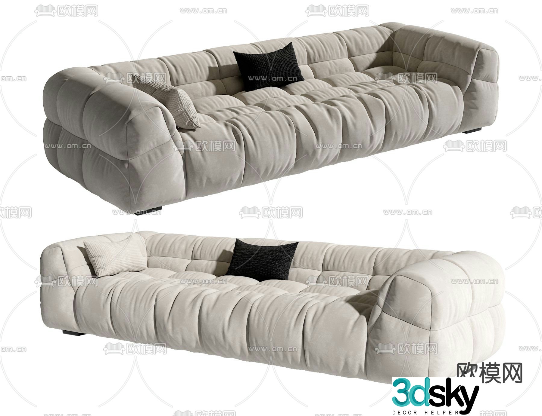 Upholstered Sofa Multi-person Sofa 3D Model