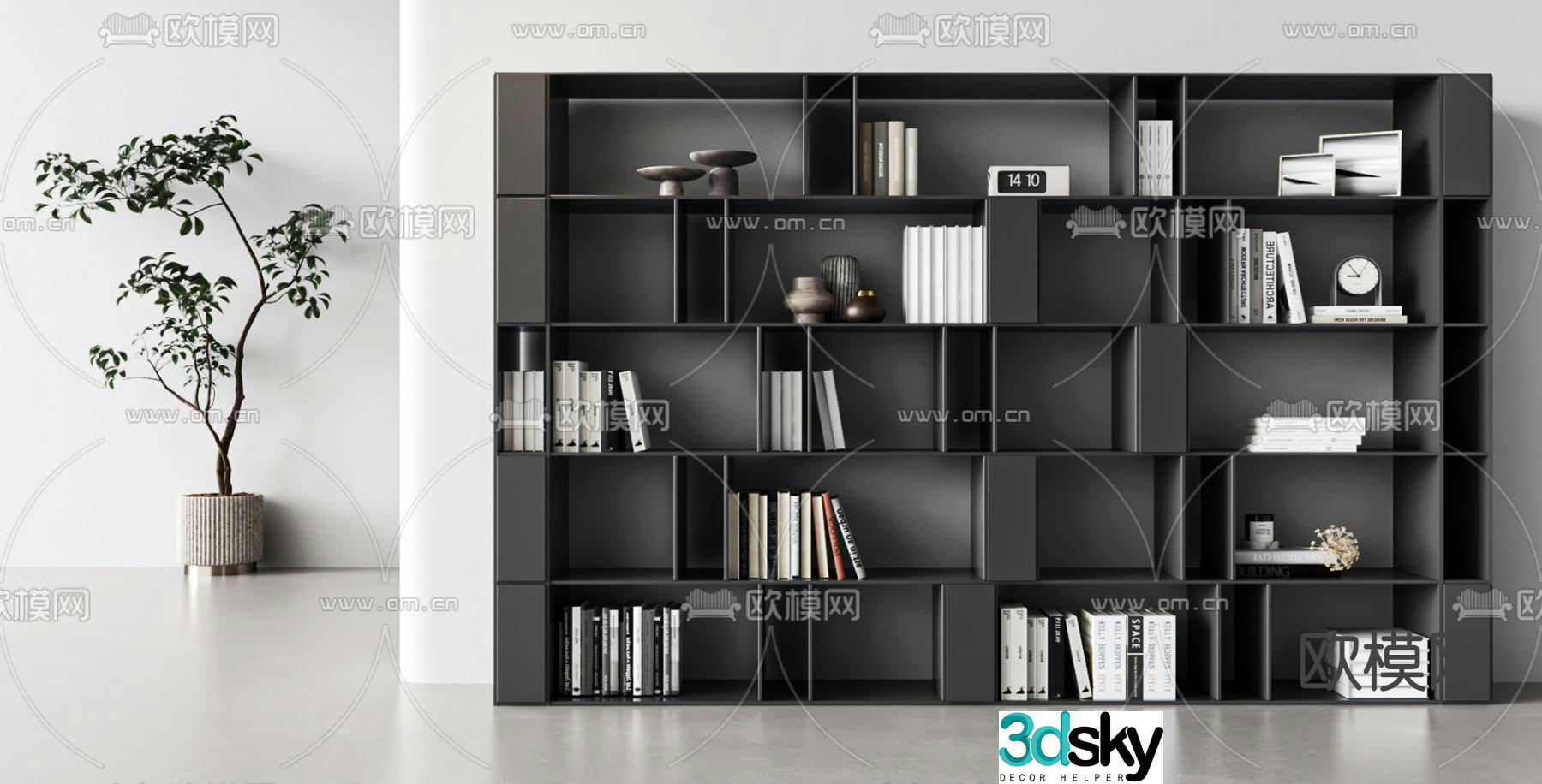 Modern bookcase bookshelf 3d model