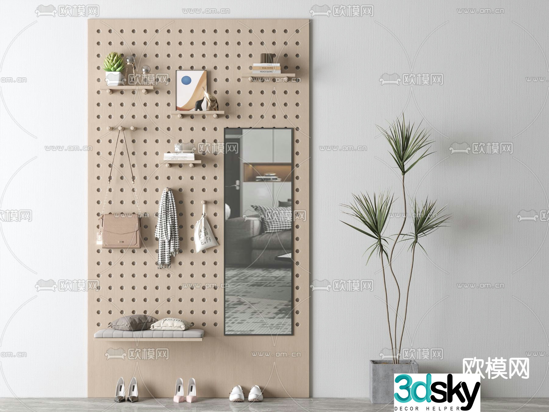 Modern hole board 3d model