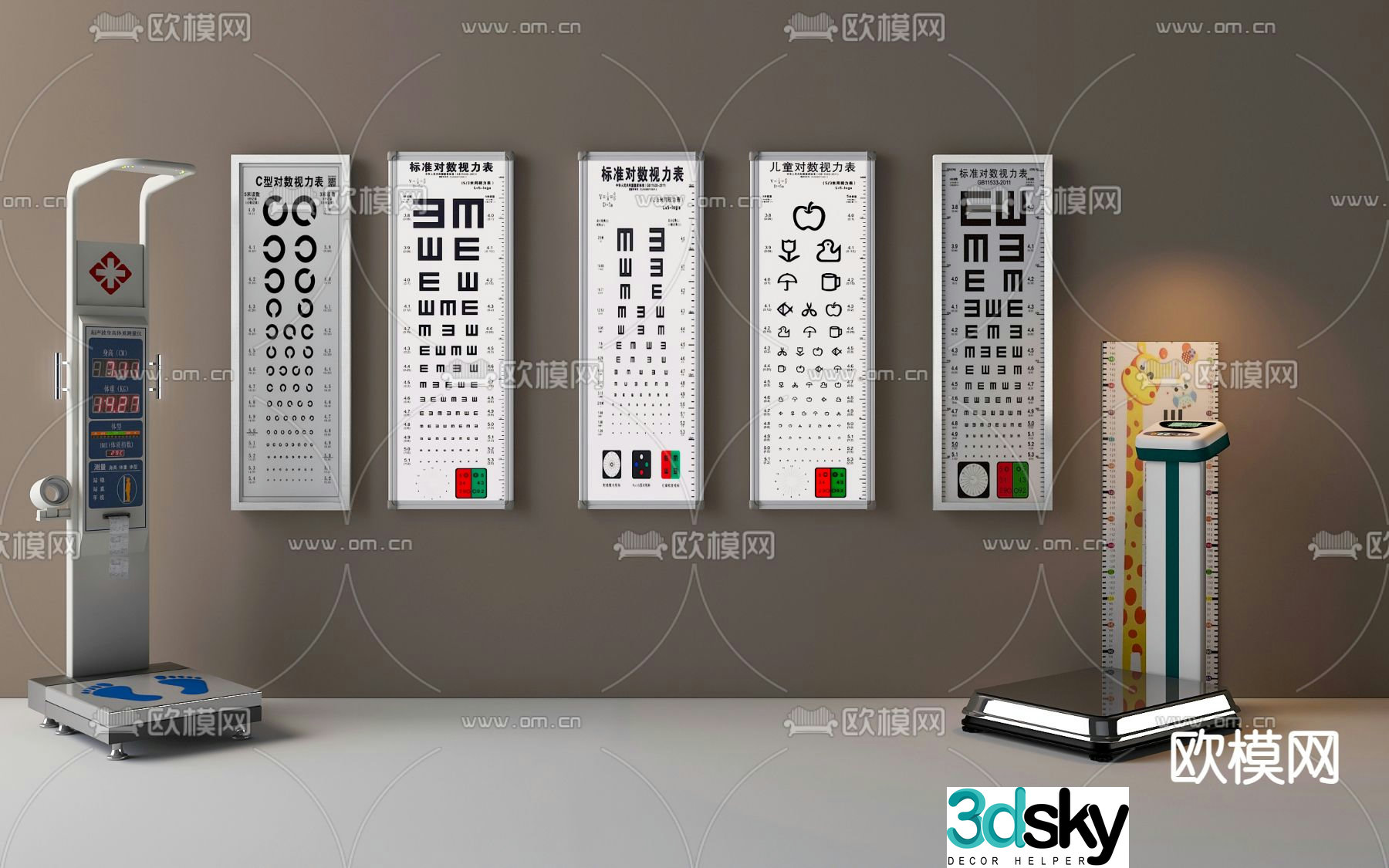 Modern eye chart 3d model