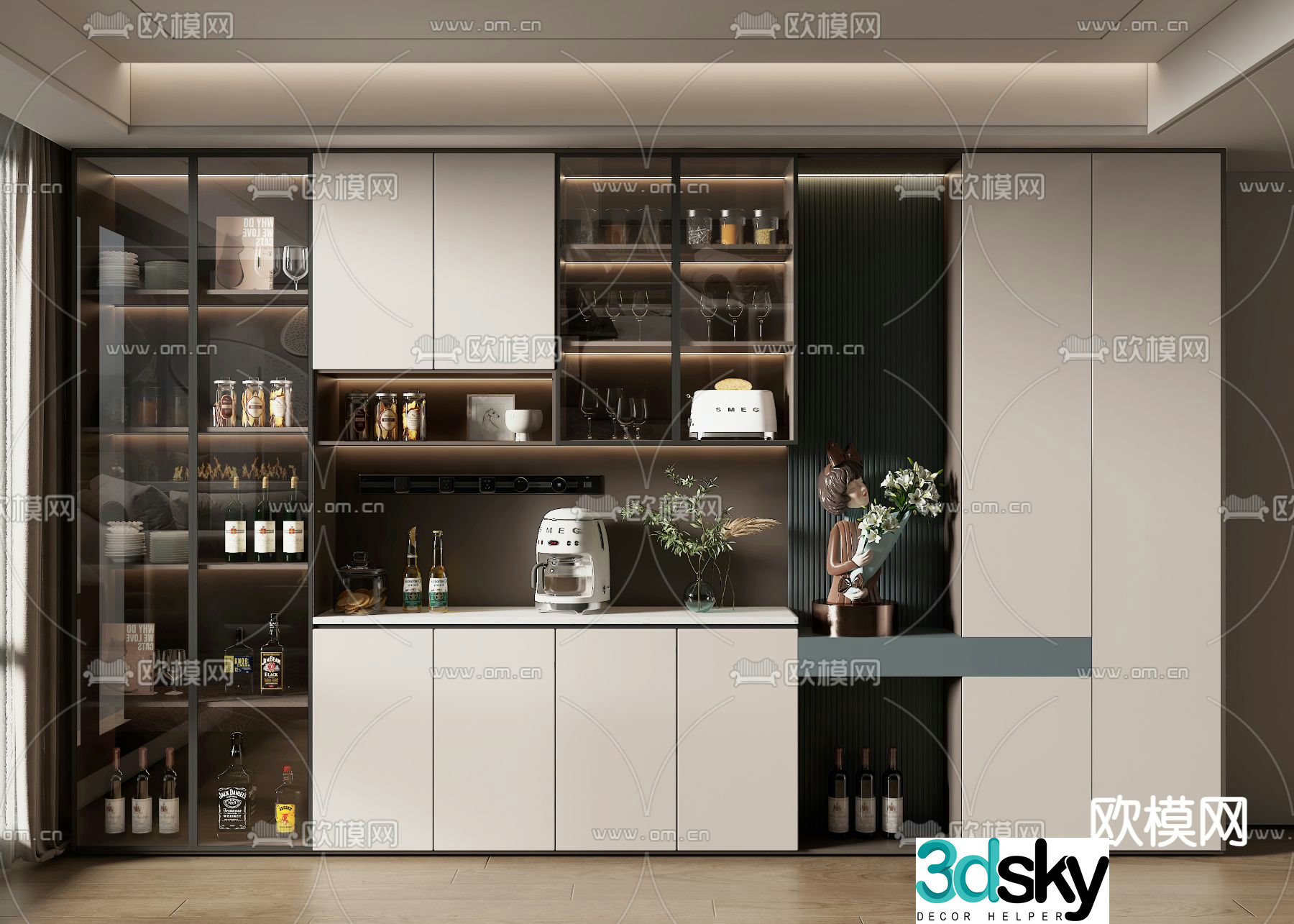 Modern wine cabinet 3d model