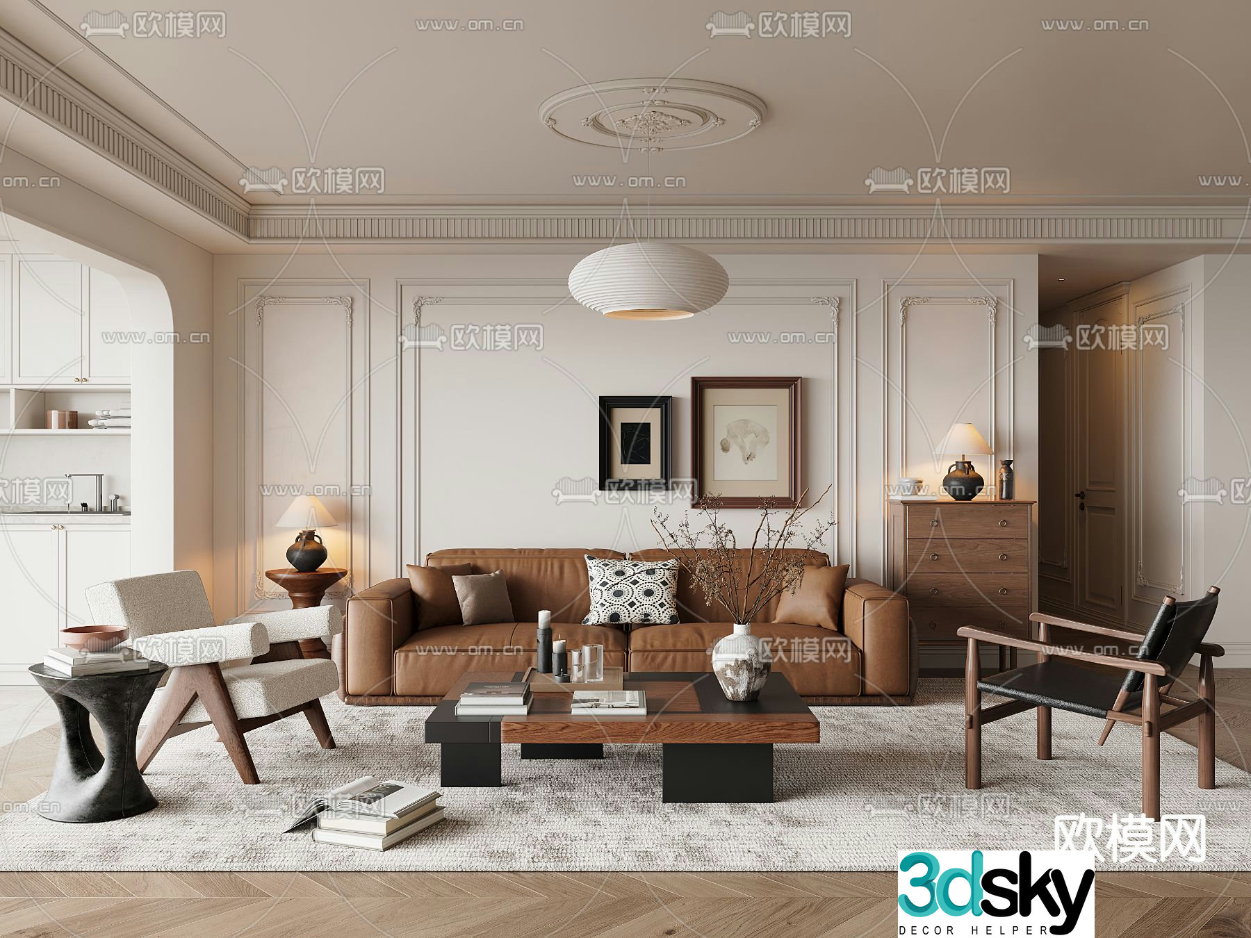 Middle-aged living room 3d model