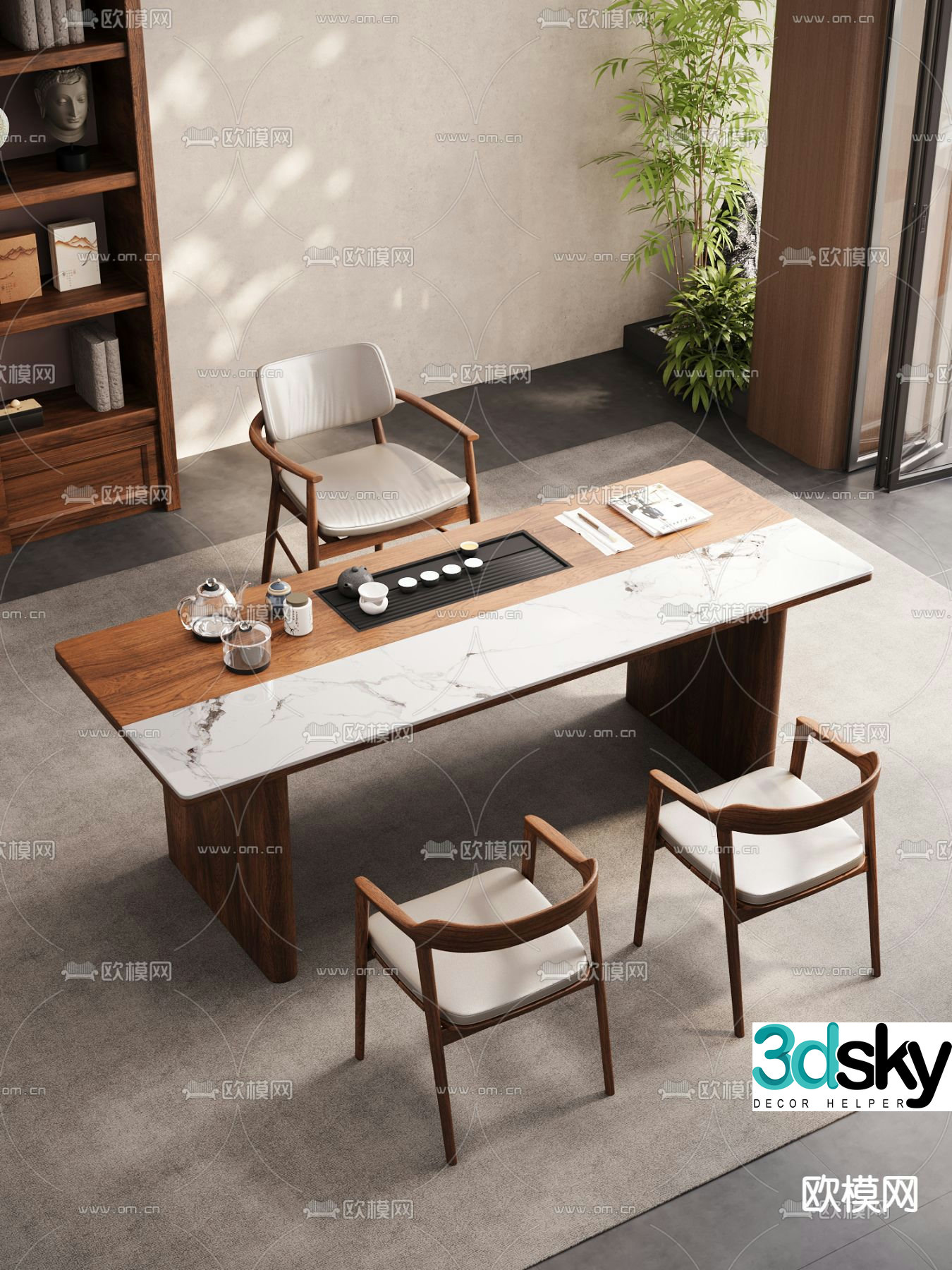 New Chinese style tea table tea table 3d model