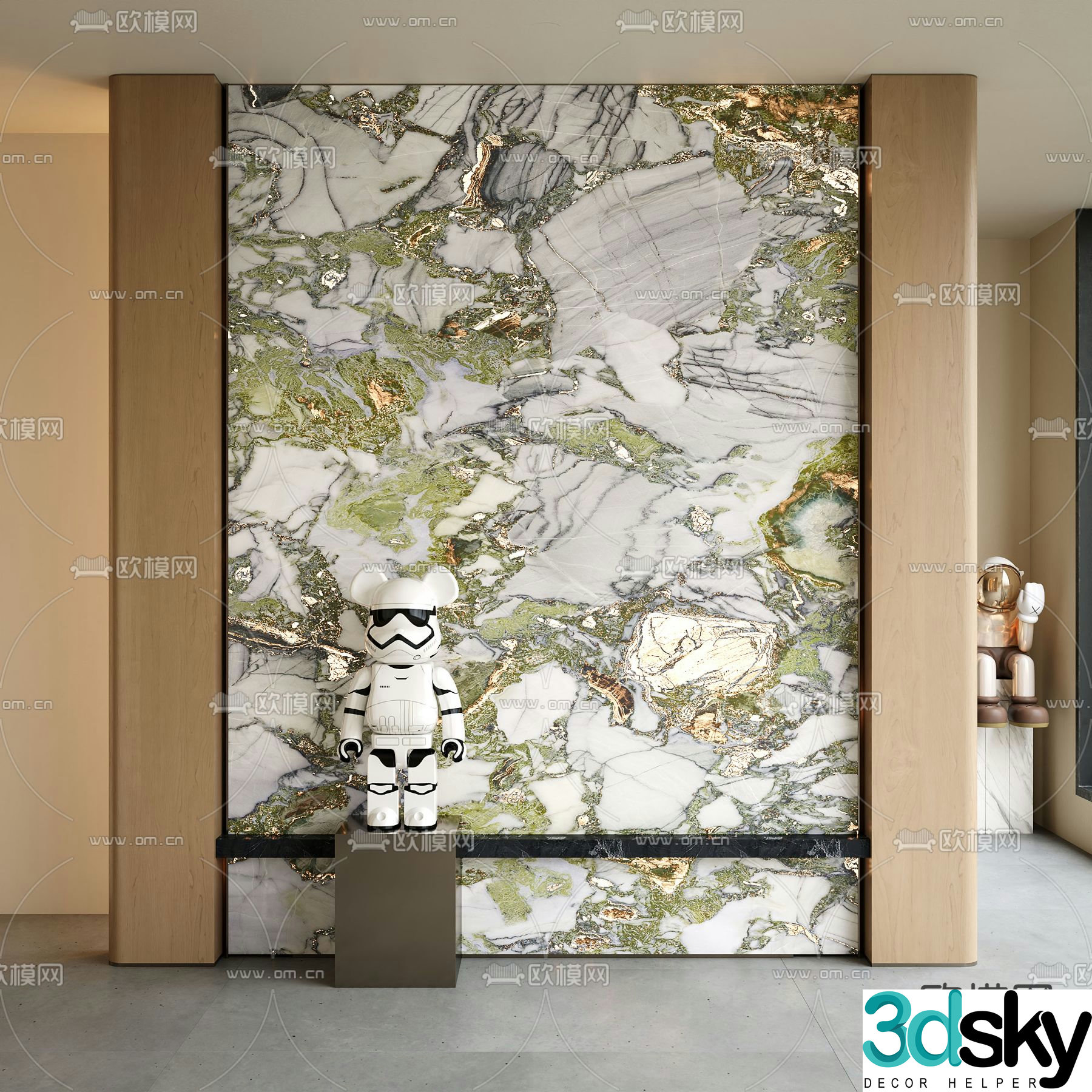 Translucent marble luxury stone background wall 3d model