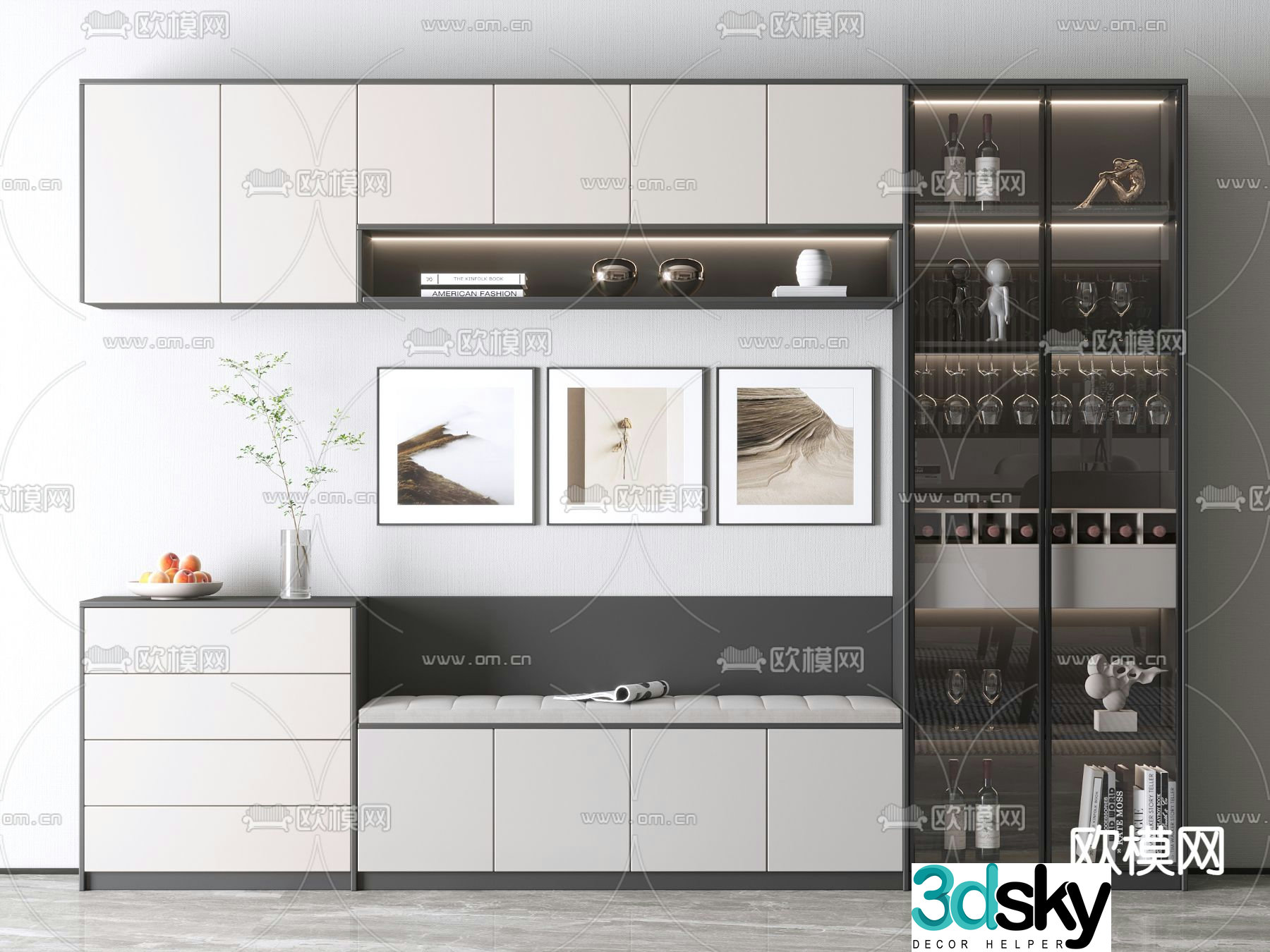 Modern deck wine cabinet 3D model