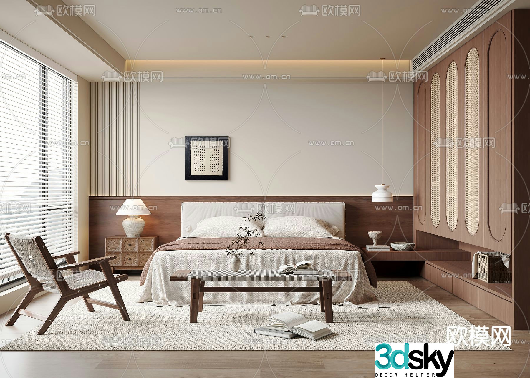 Middle style bedroom master room 3d model