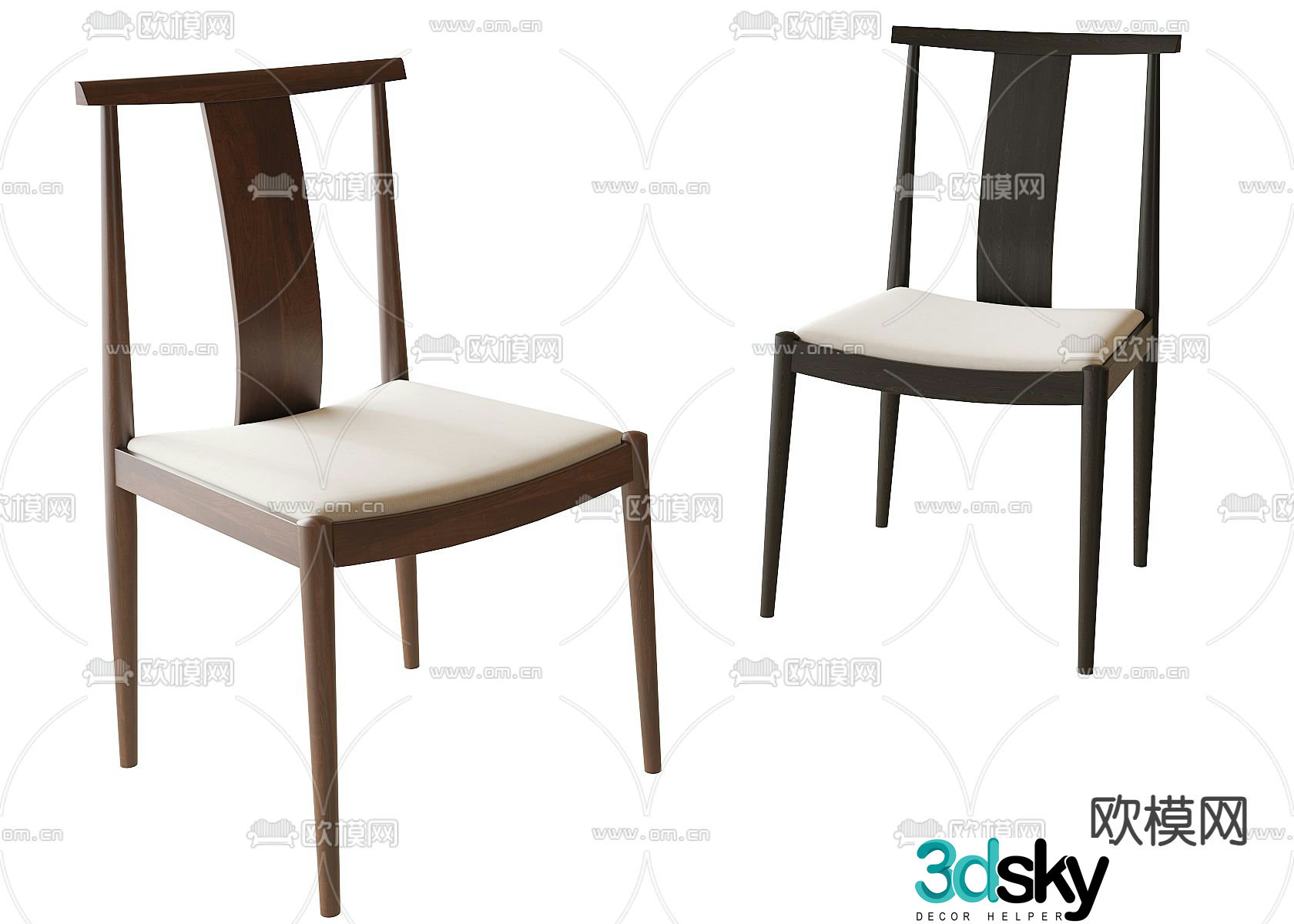New Chinese style chair dining chair 3d model