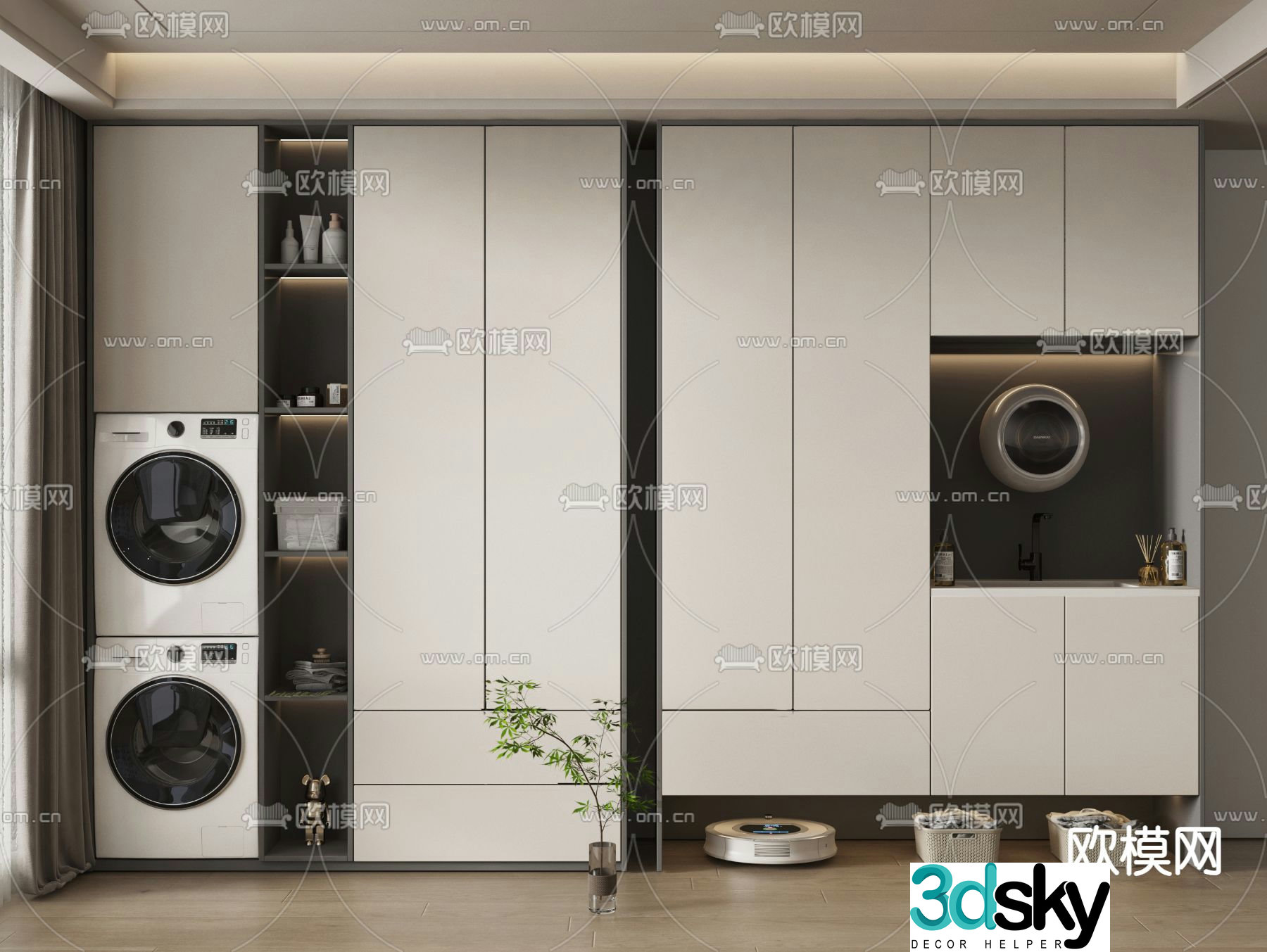 Balcony washing machine cabinet 3d model