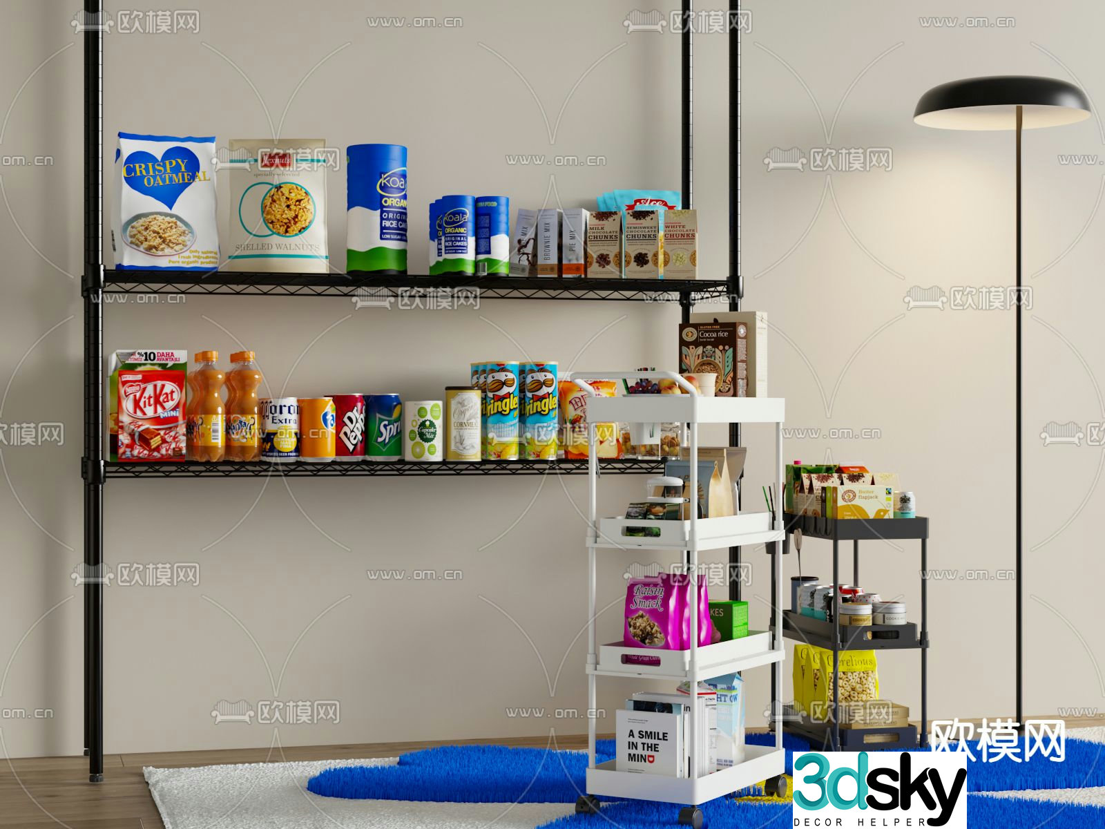 Modern snack cabinet rack trolley cabinet rack 3d model