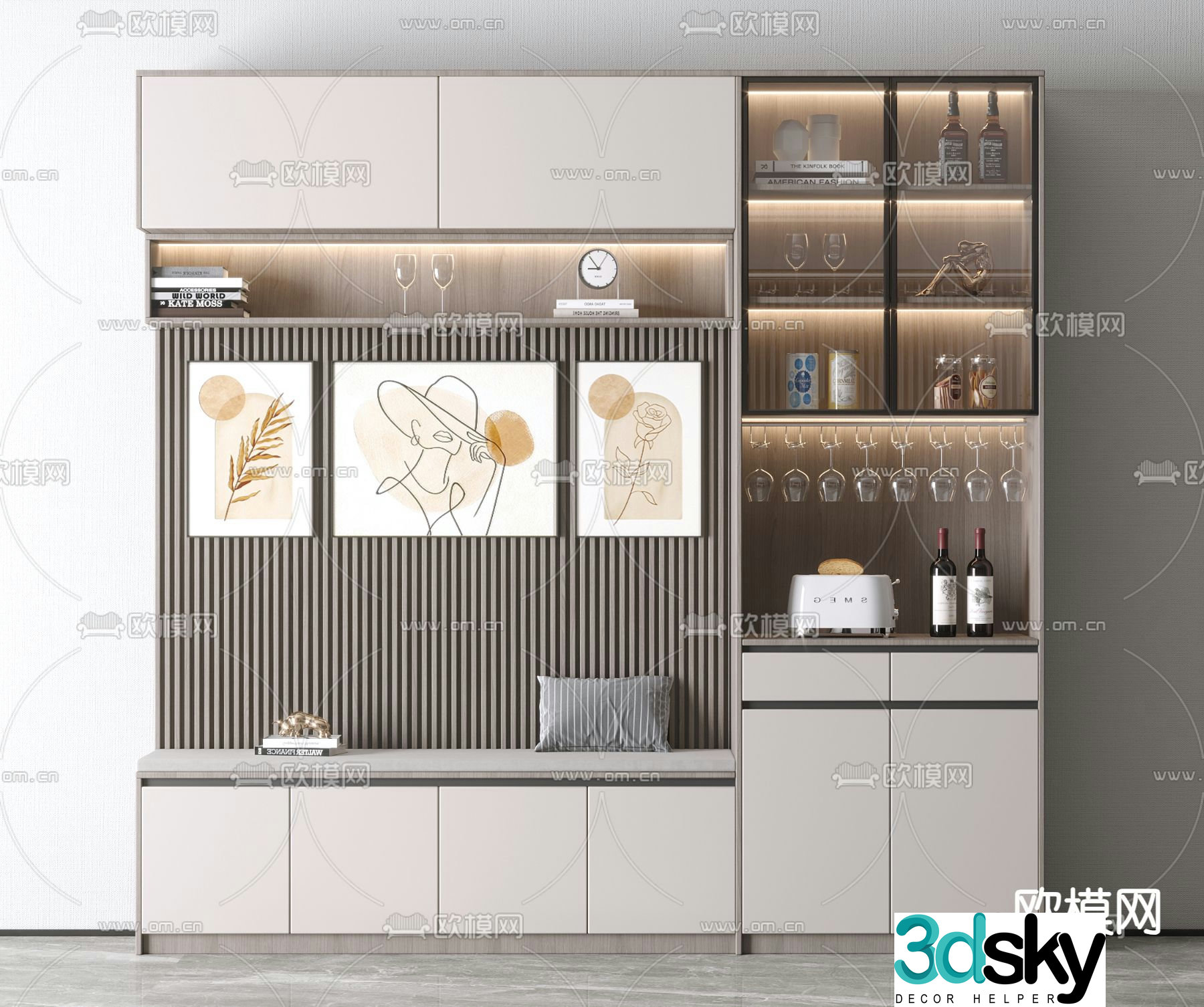 Modern cardboard wine cabinet 3d model