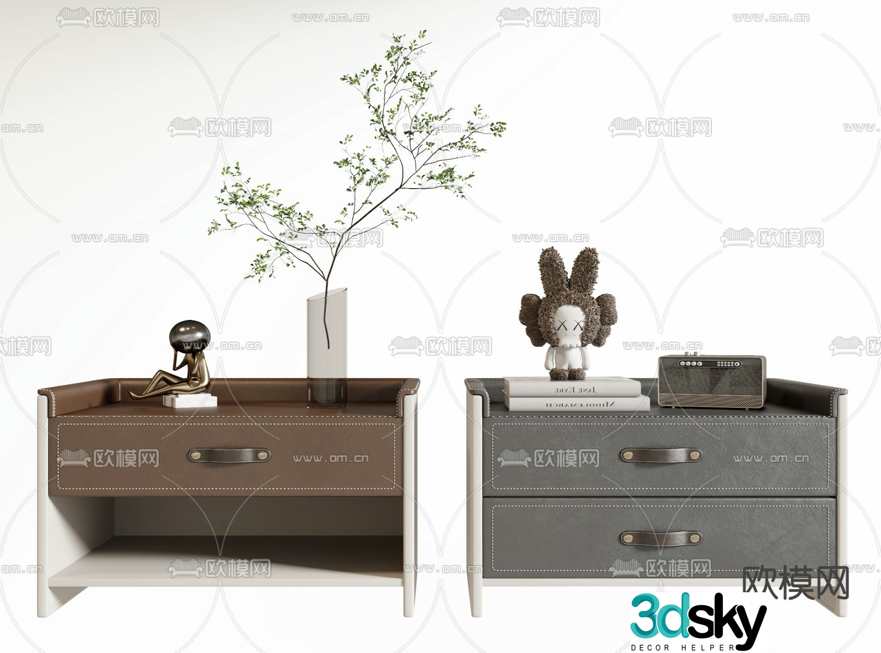 Leather bedside table 3d model