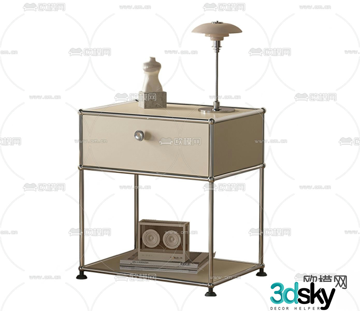 Cream style bedside table 3d model