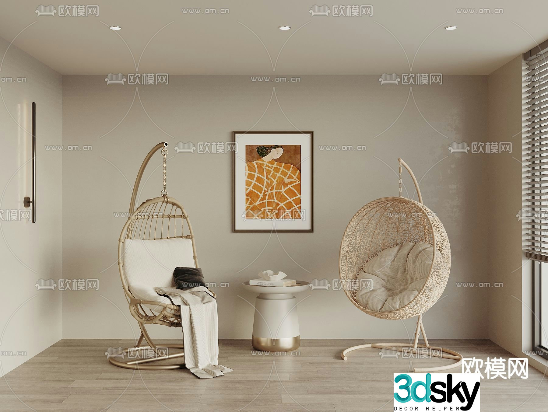Modern hanging chair egg chair swing chair garden chair 3d model