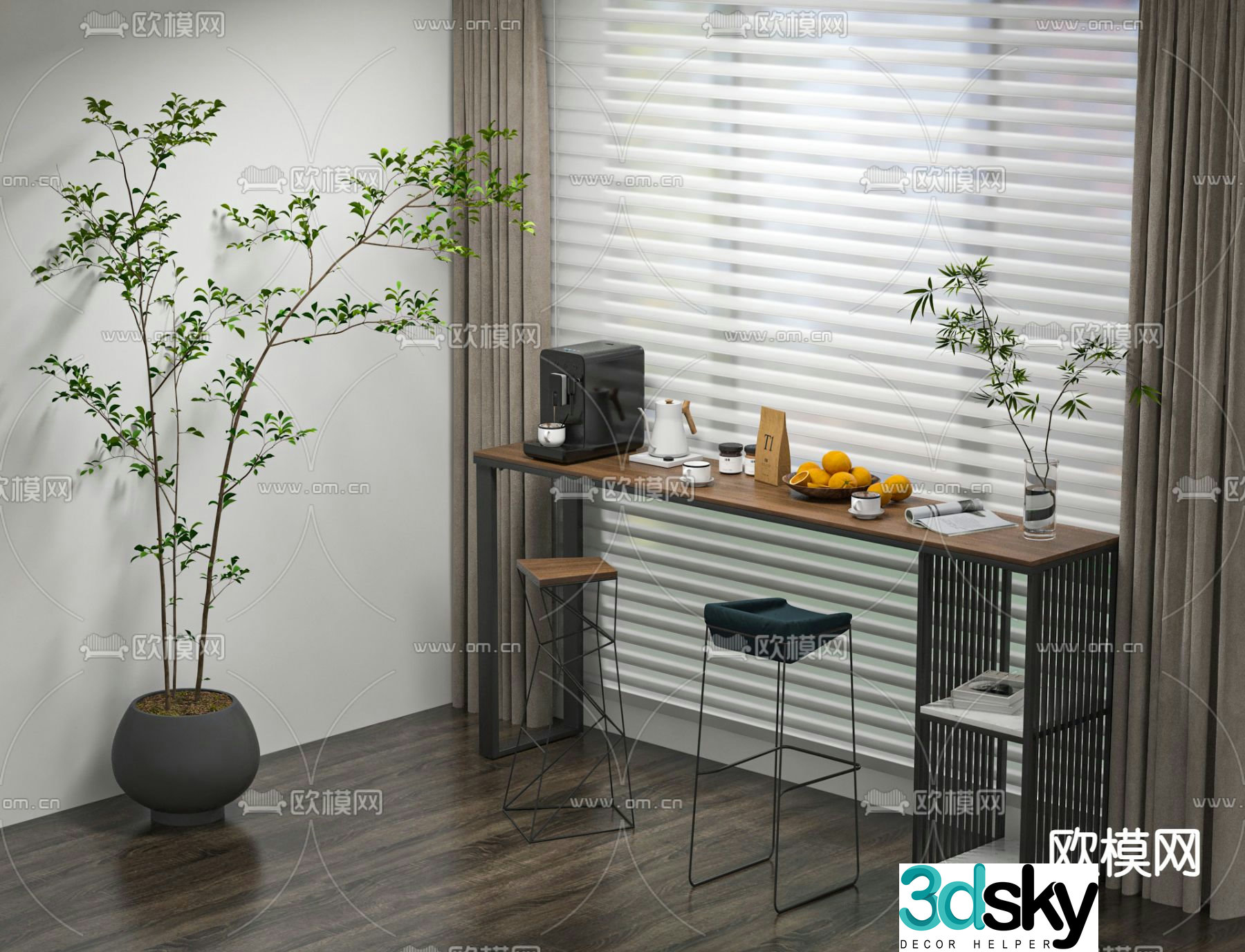 Modern bar bar chair water bar 3d model