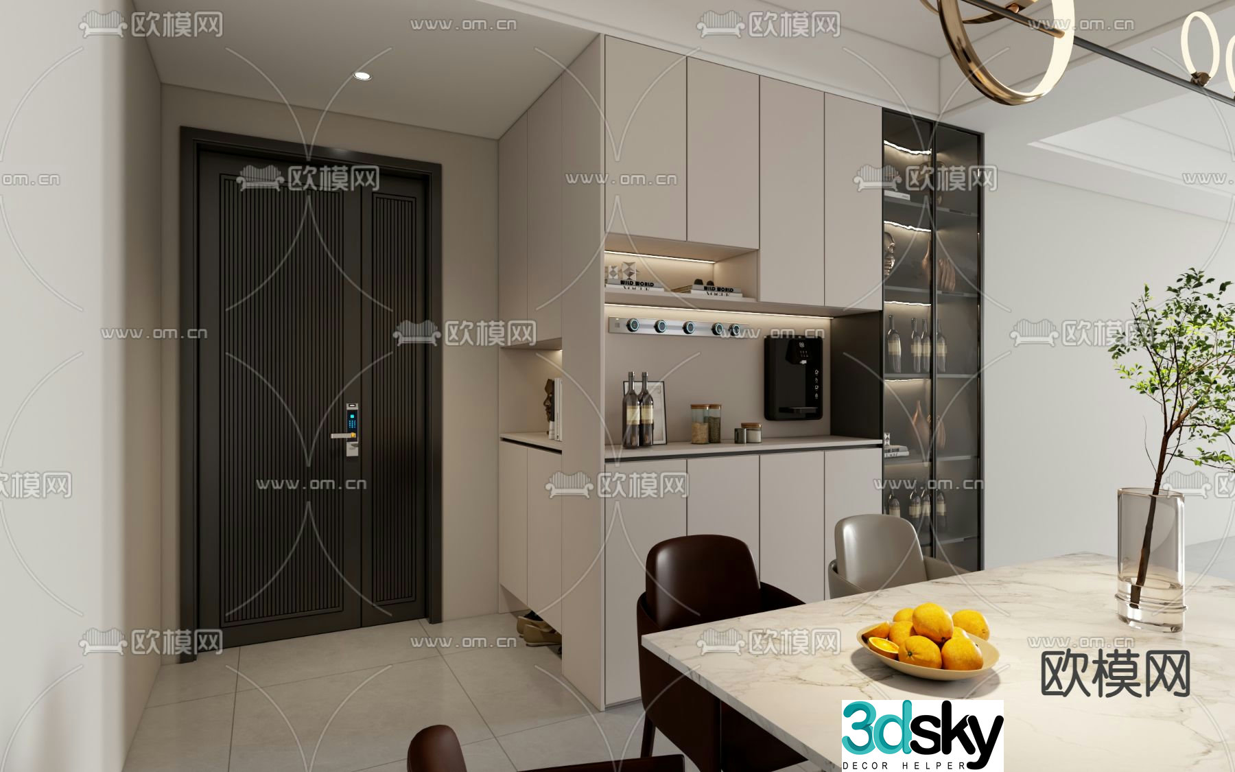 Modern shoe cabinet integrated cabinet 3D model