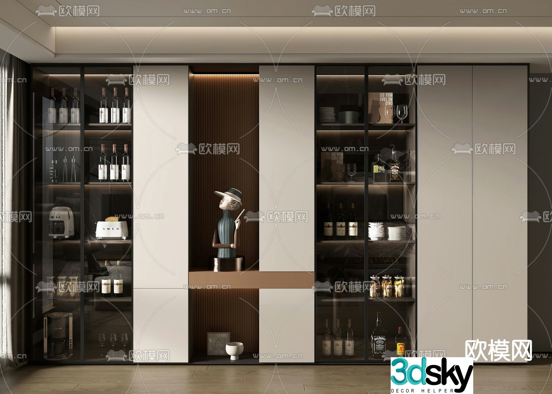 Modern wine cabinet 3d model