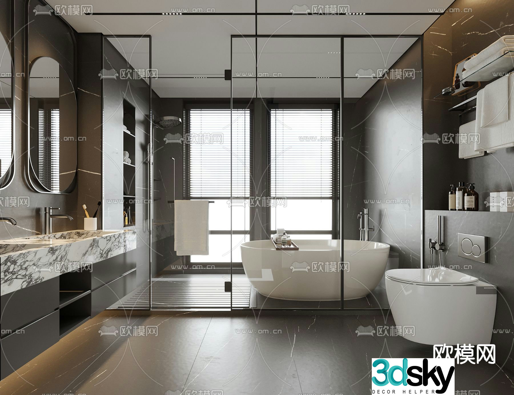 Modern bathroom toilet toilet 3d model