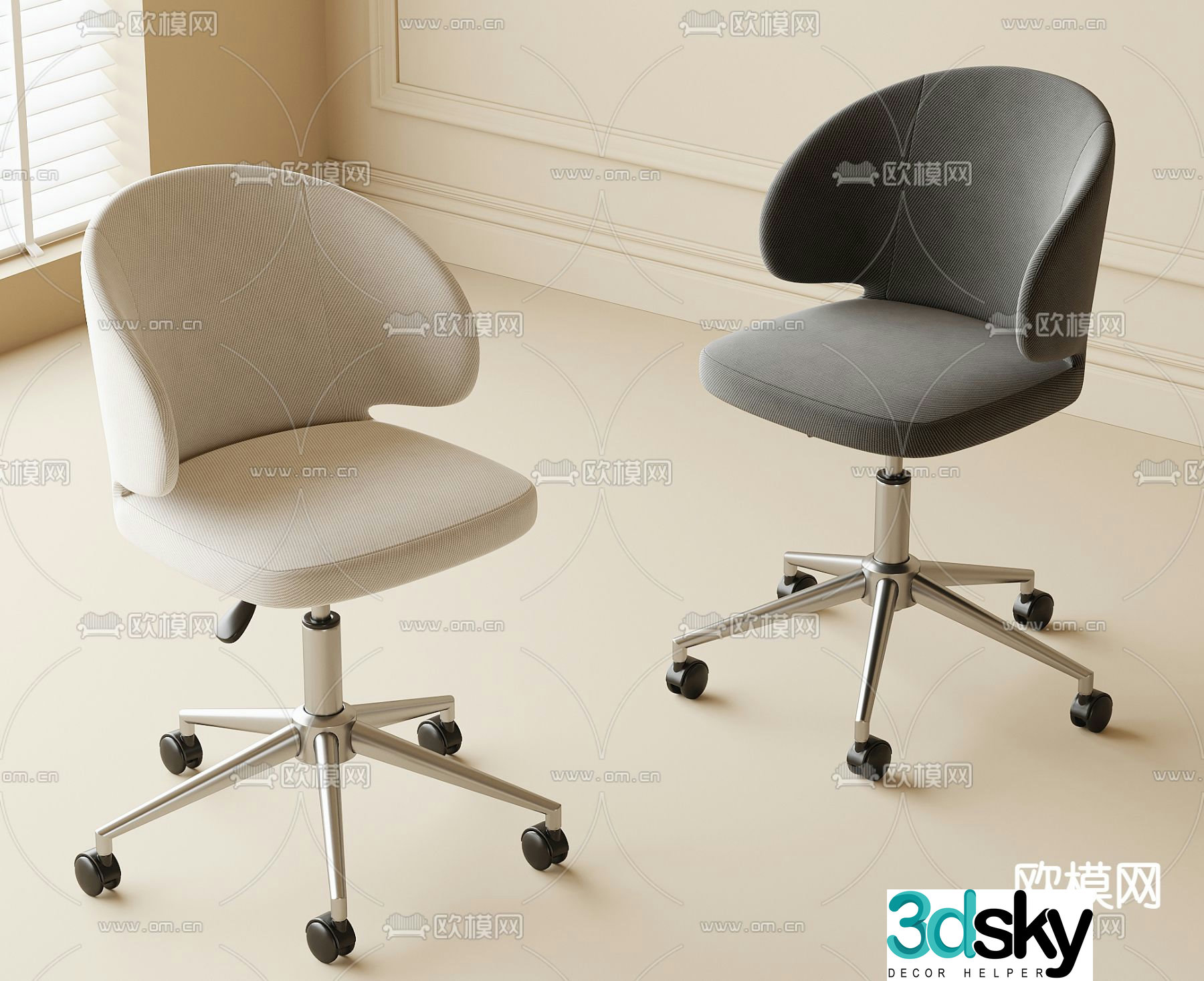 Modern swivel single chair office chair 3d model