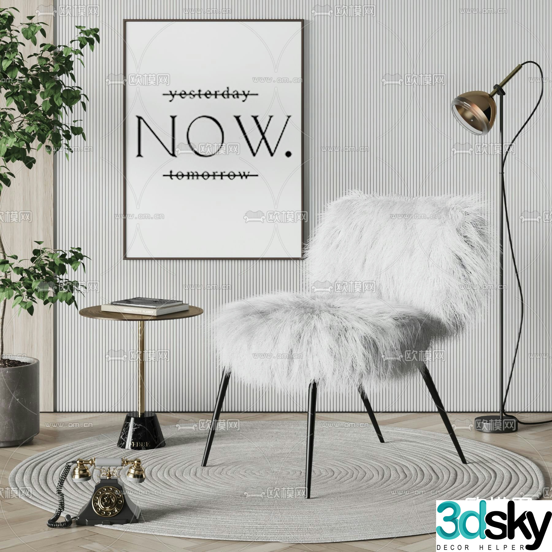 THONET plush chair leisure chair table 3d model