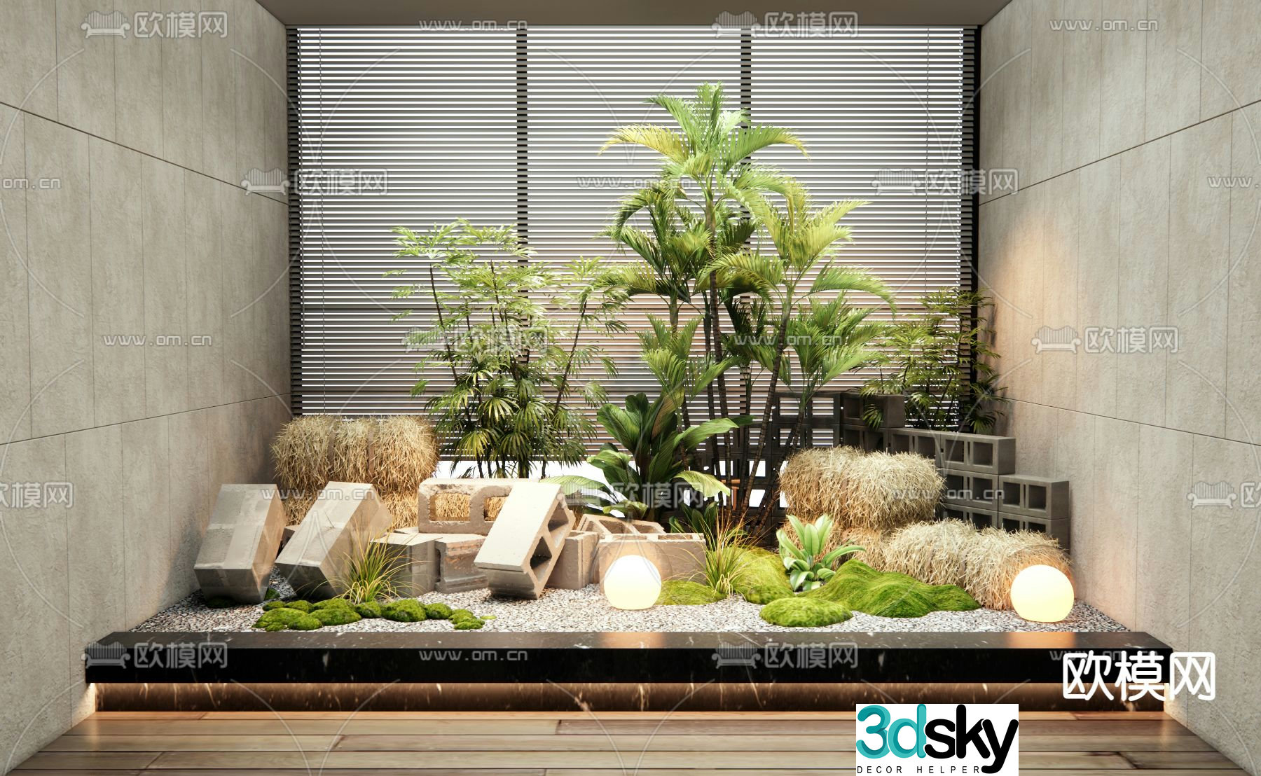 Indoor landscaping plant pile landscape sketch 3d model