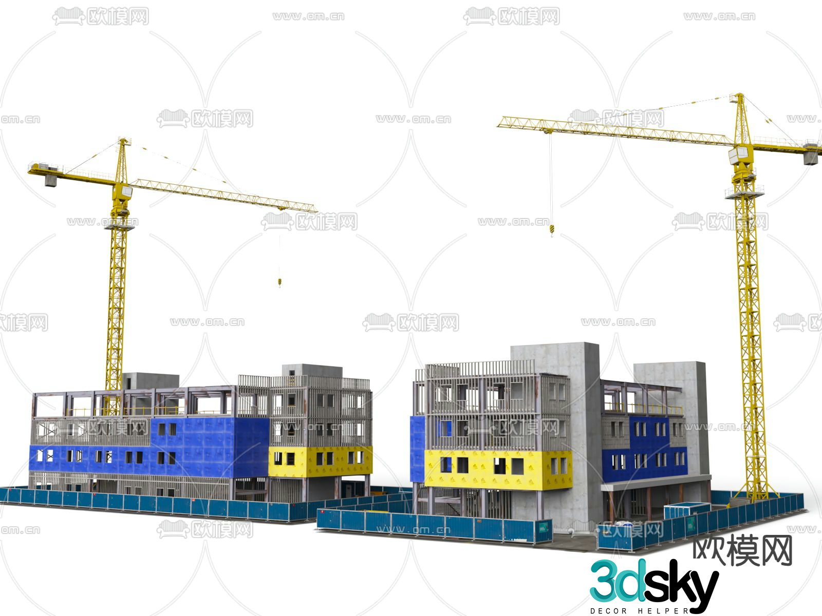Hospital construction site under construction 3d model