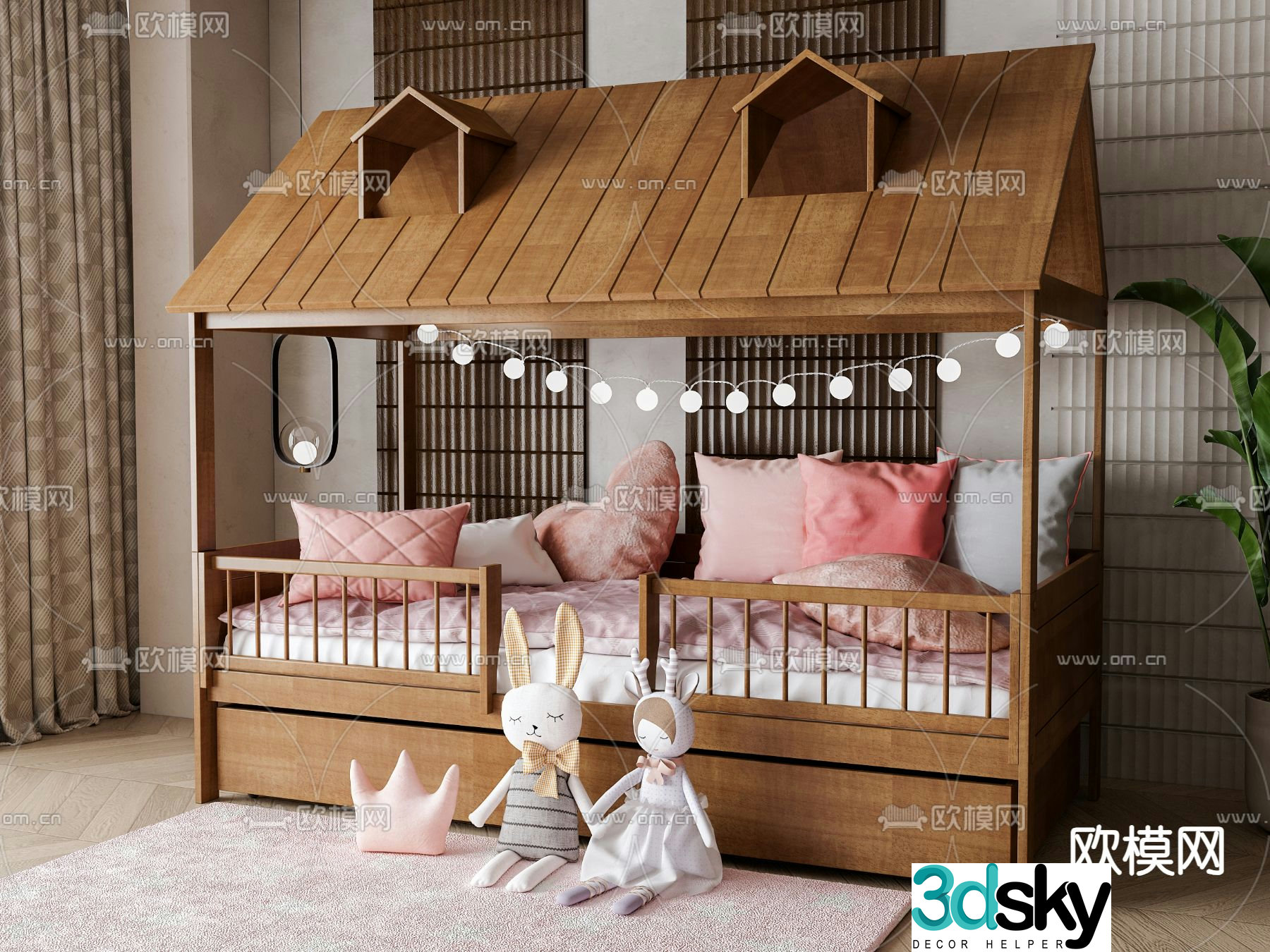American children’s bed 3d model