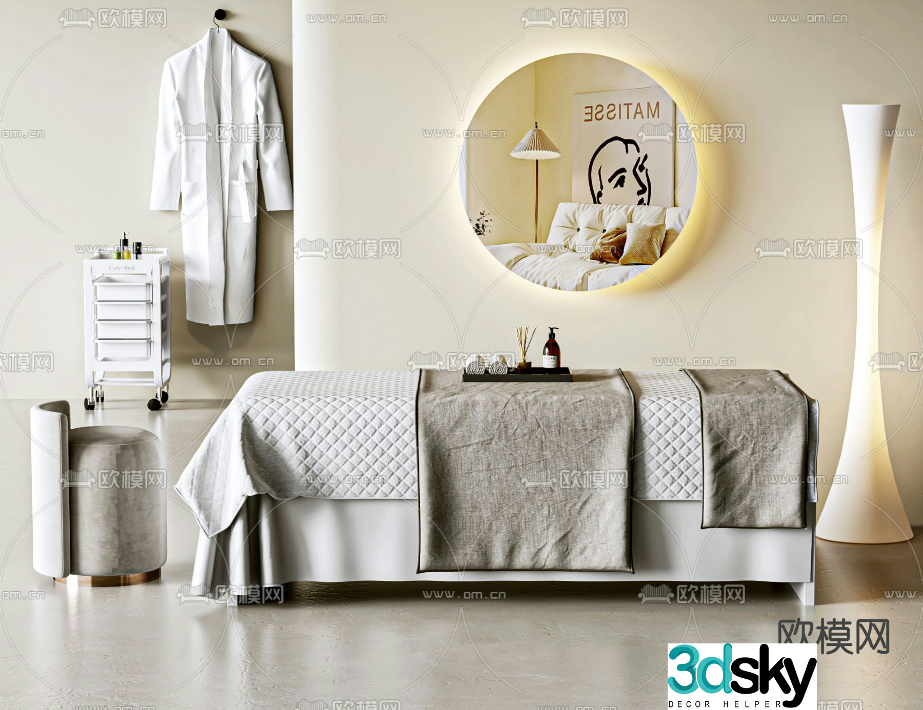 Beauty salon massage bed physiotherapy bed nursing bed 3d model