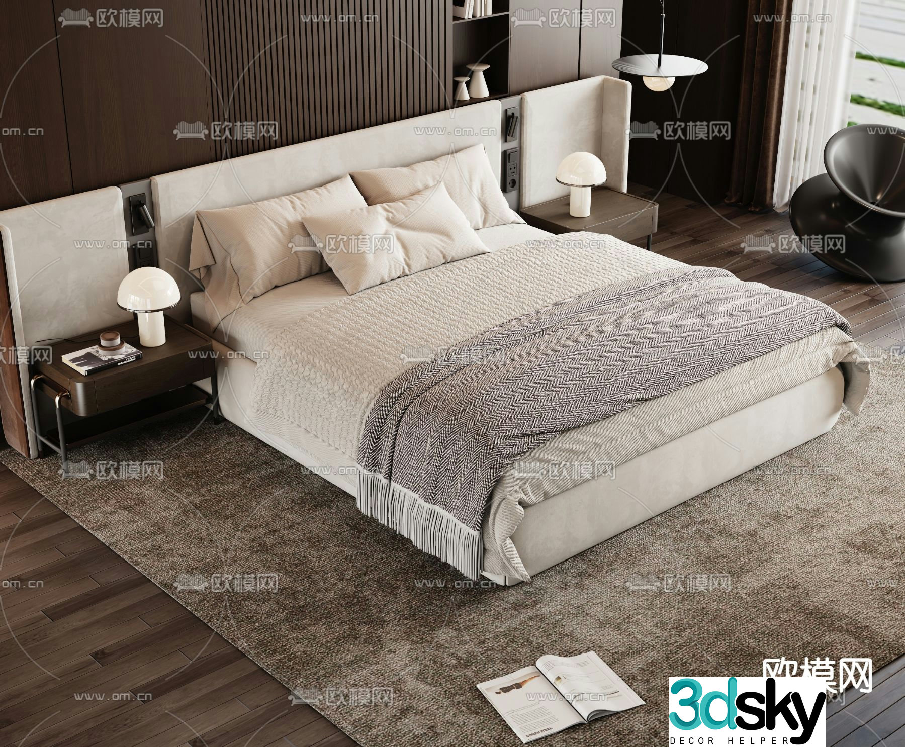 Minotti modern double bed 3d model