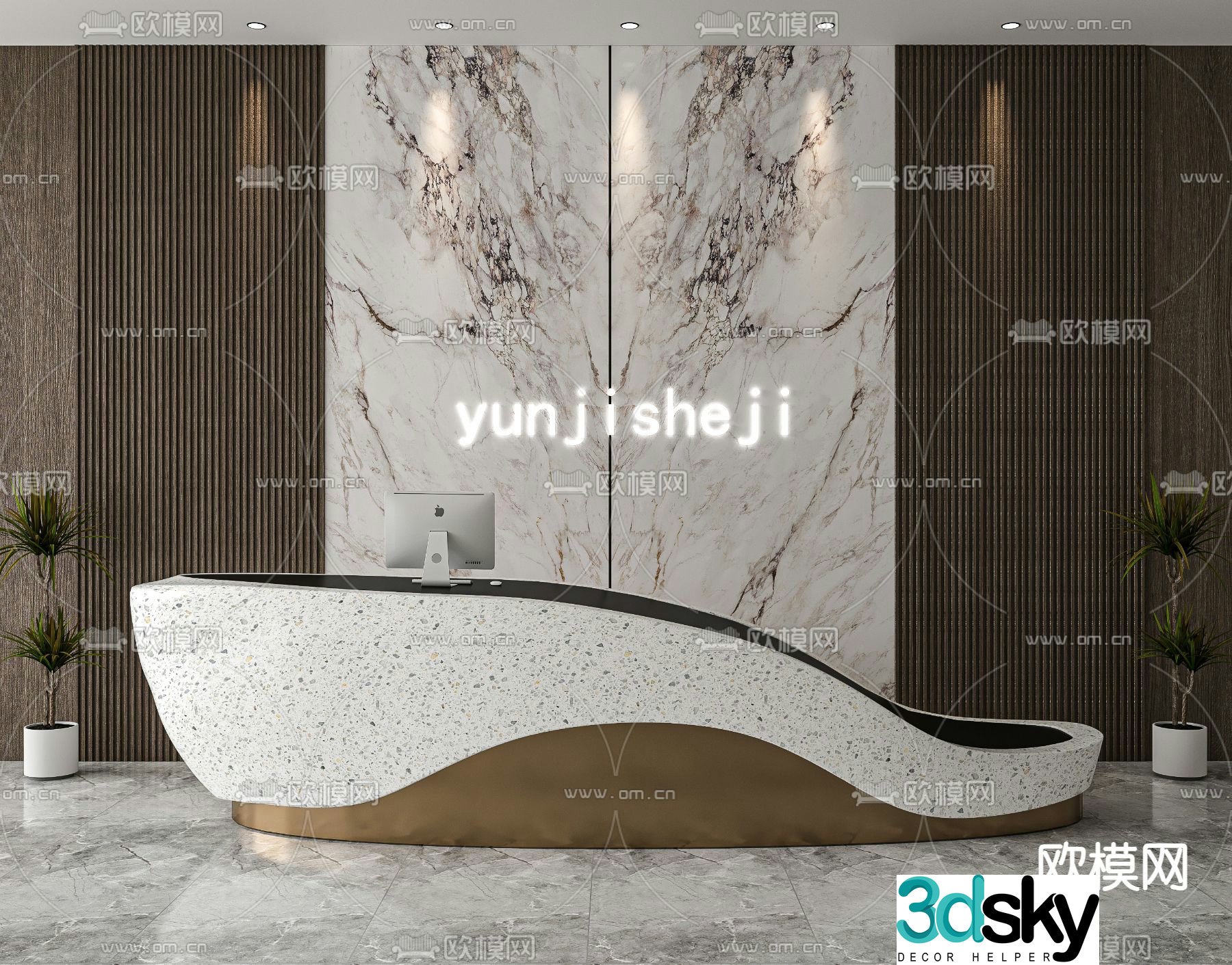 Front desk reception desk welcome desk 3d model